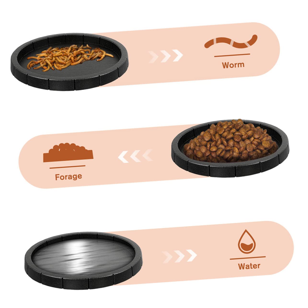 GANAZONO Reptile Feeding Bowl Reptile Food and Water Dish for Lizards Tortoises and Geckos Easy to Clean Compact for Terrariums