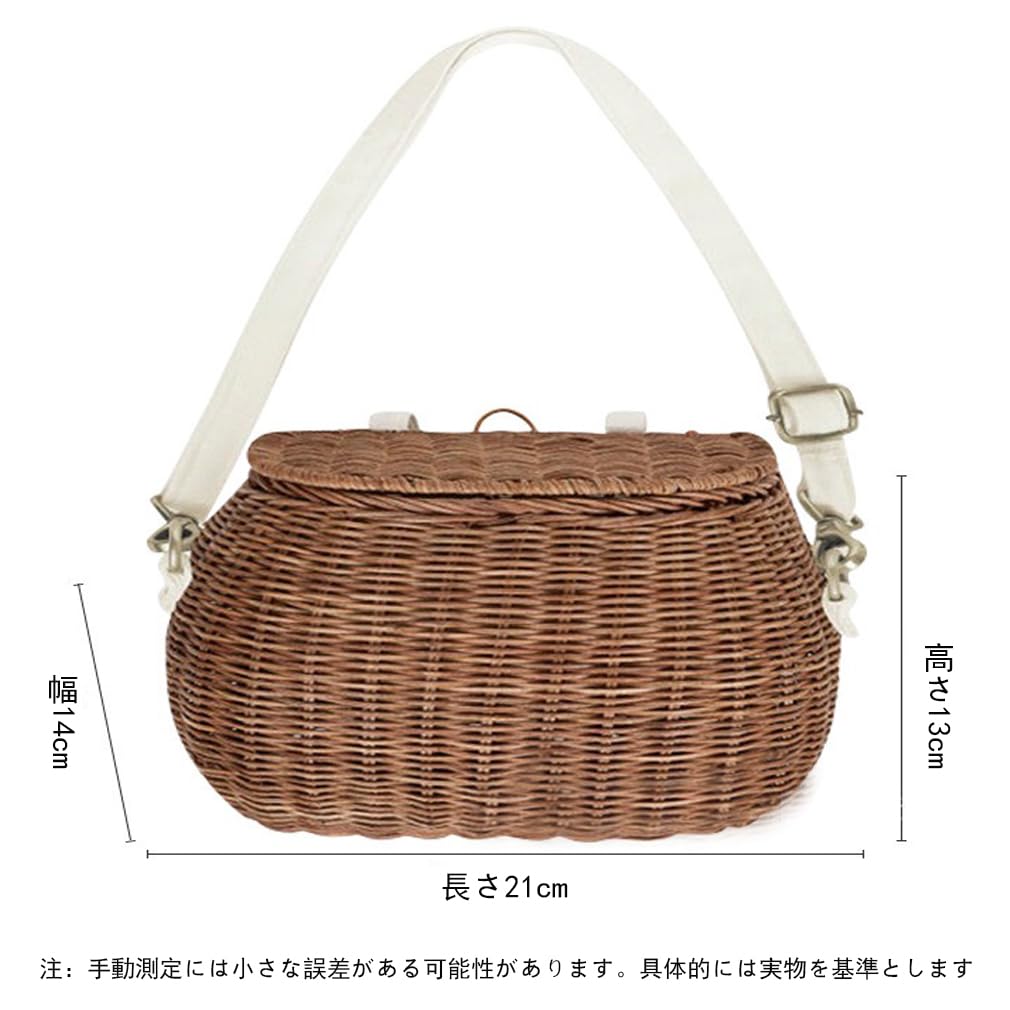 Amazon | 自転車カゴ 蓋付き 籐のカゴ 自転車かご かわいい 田園風