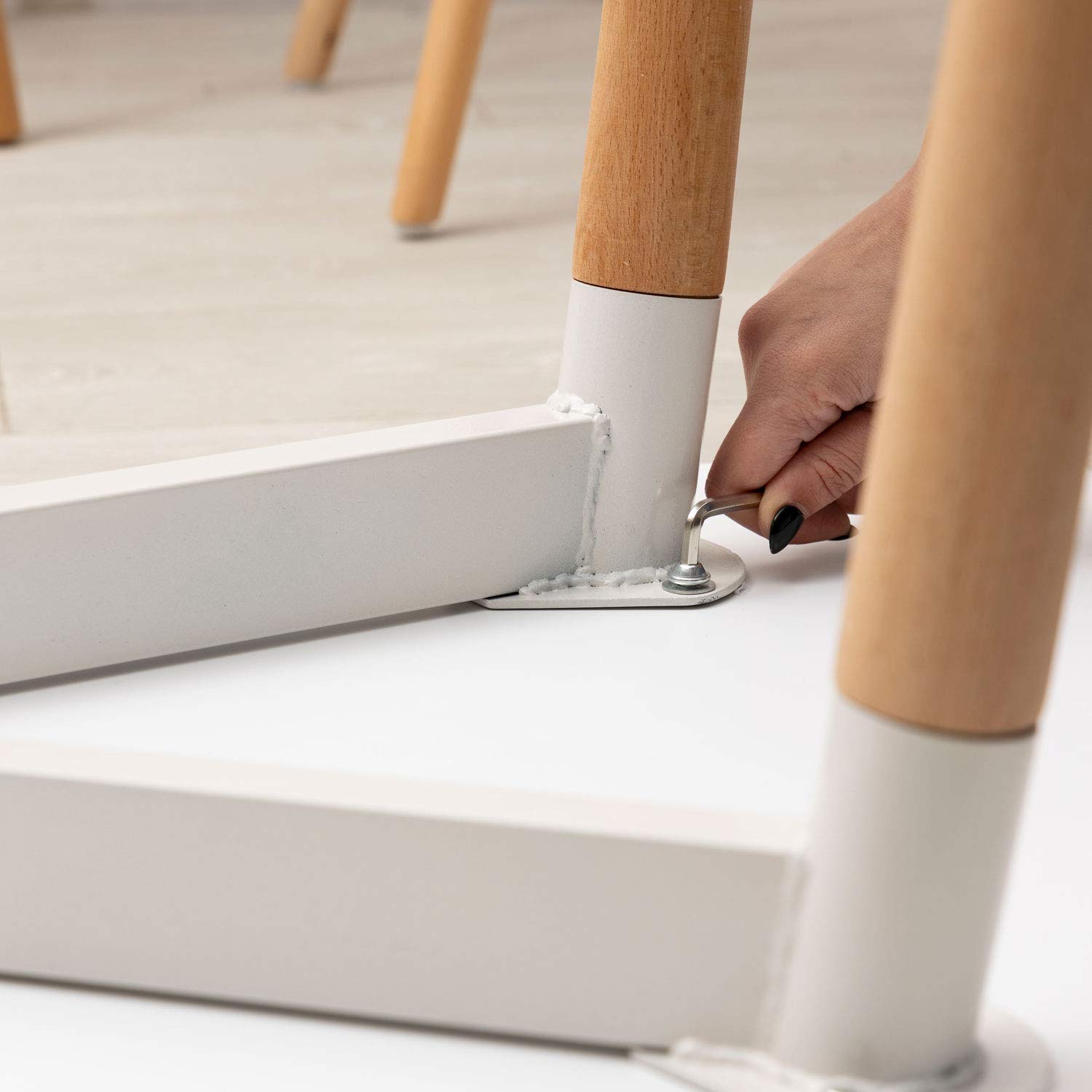 Baroni Home Tavolo Bianco da Pranzo in legno. Scrivania da Ufficio con Gambe in Legno 120X70X72cm