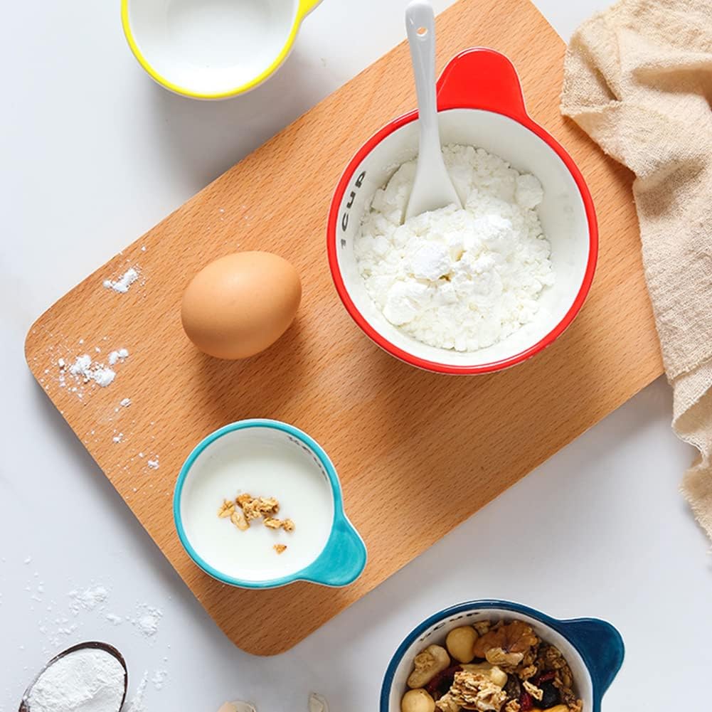 WAYUTO Ceramic Strawberry Measuring Cups with Handle Set of 4 Creative Baking Measuring Cups for Dry Wet Ingredients Cooking Baking Bowls Dishwasher Safe 1 CUP 1/2 CUP 1/3 CUP 1/4 CUP Unique Gift