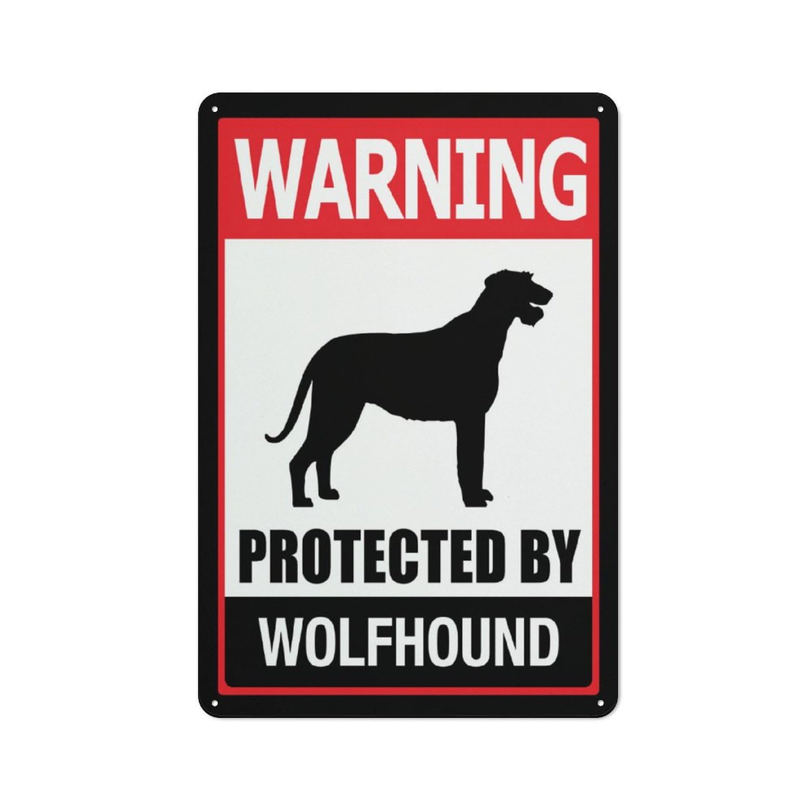 Warning Protected By Wolfhound Sign Outdoor Signs Aluminum 12X8 Inch Uv Ink Printed For House And Business