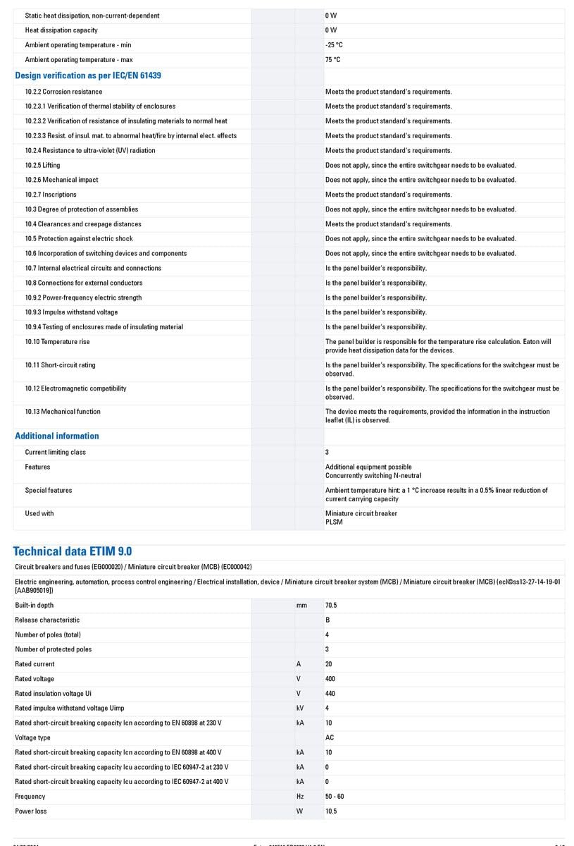 Eaten eatlsmb203 N Circuito Interruptor 20 A/3 N/B