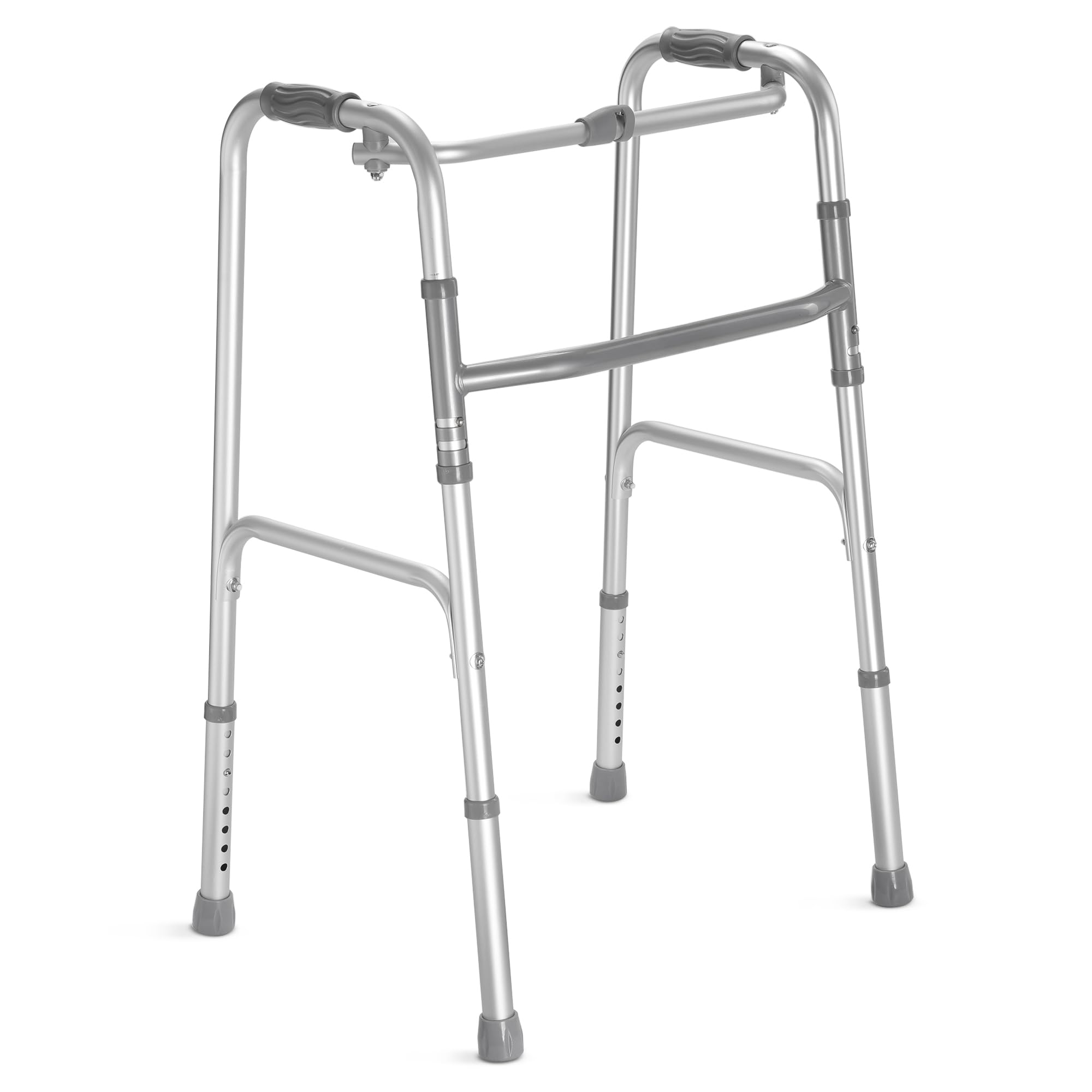 Frido Walker Prime | Foldable Aluminium Walker for Old People, Adult Patients at Home | Height Adjustable Senior Walker with Dual Rod Support | Walking Stand for Men & Women (Matte Silver)-image-28