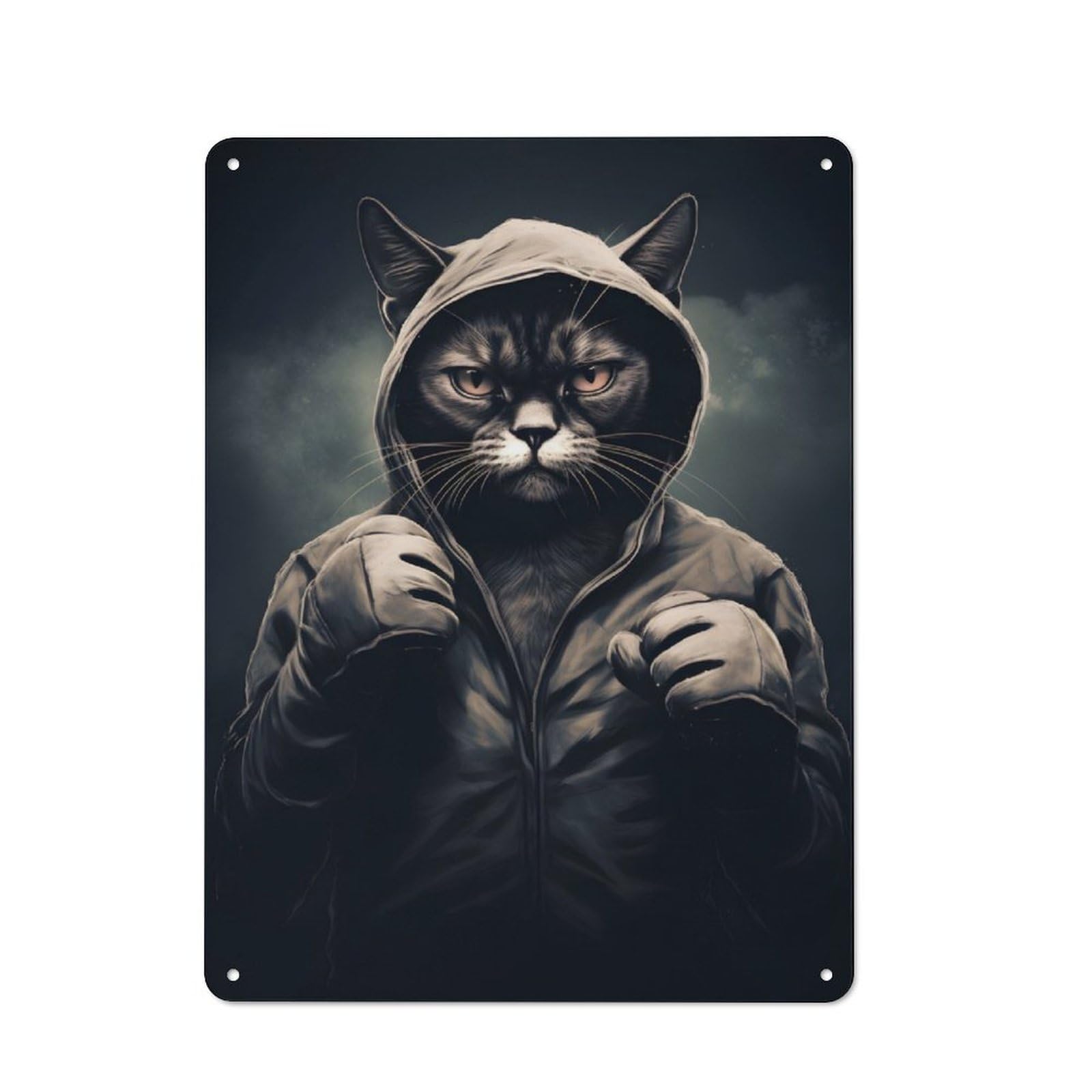Junmoney Cat Boxer Portrait Retro Tin Sign 40X30cm For Workshop Wall, For Home Interiors And Metal Sign Collectors