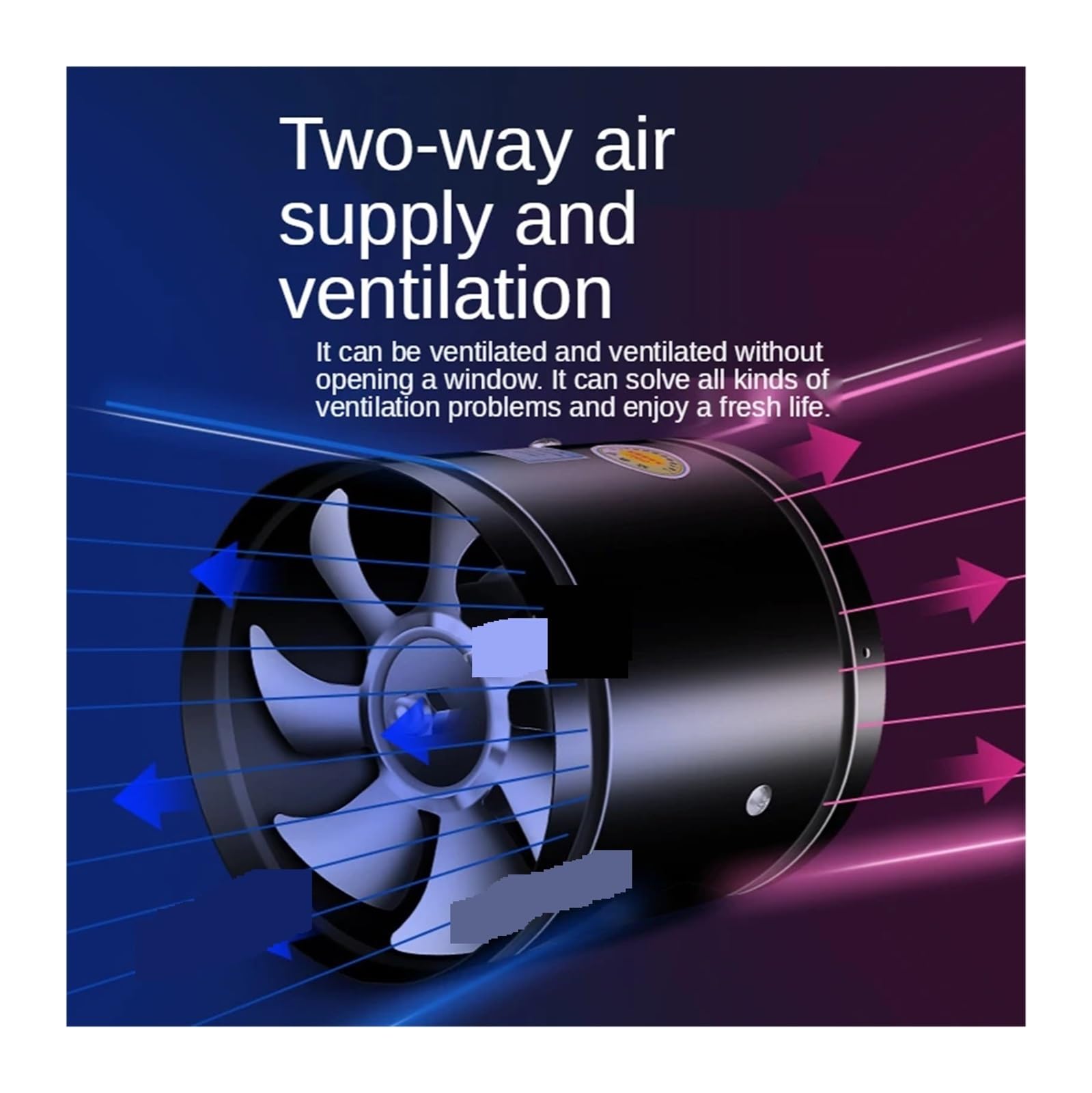4''6''8'' Tuyau Conduit Plafond Ventilation D'air Ventilateur Booster Fenêtre Échappement Toilette Cuisine Mur Vent Croissance en intérieur(8INCH)
