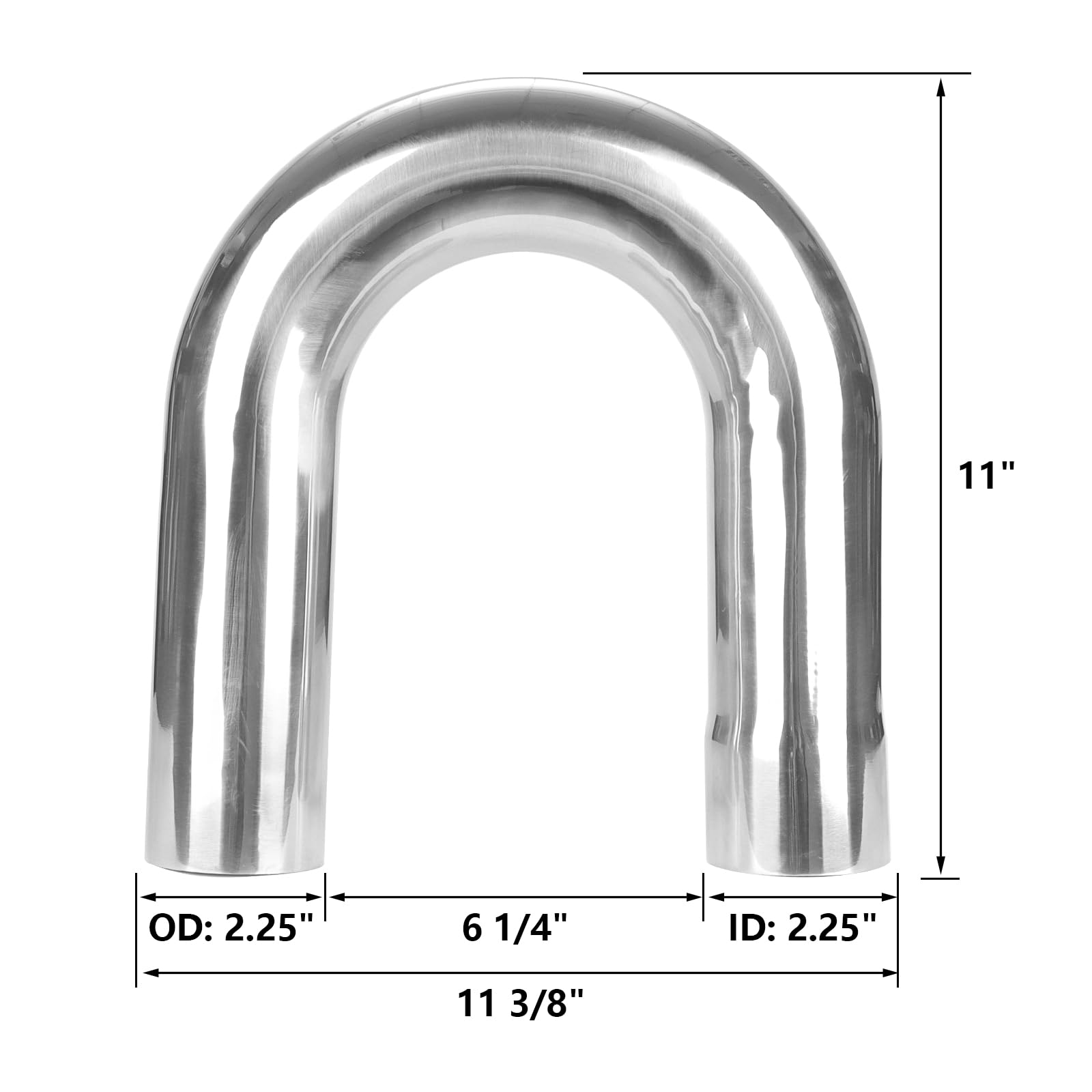FBM 2.5-Inch Stainless Steel Mandrel U-Bend 180 Degree – Exhaust/Downpipe Tube, 2.5" Inlet/Outlet