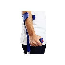 PEPE Mobility Forearm Crutches for Adults (x2 Units) Open Cuff, Adjustable Height, Aluminium, Lightweight Elbow Crutches, Blue, Made in Europe