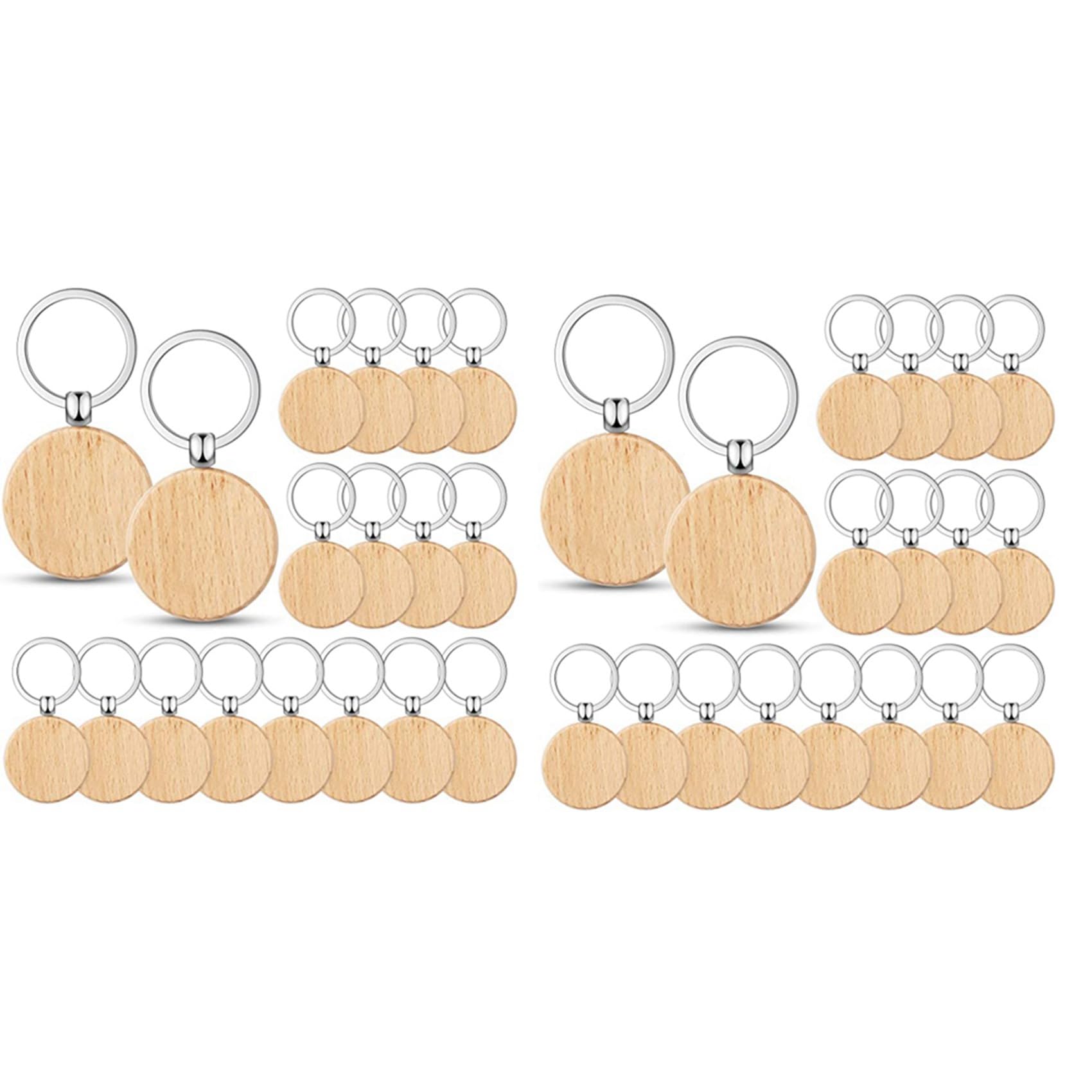 Porte-clés en bois de gravure vierges et ronds pour loisirs créatifs x100