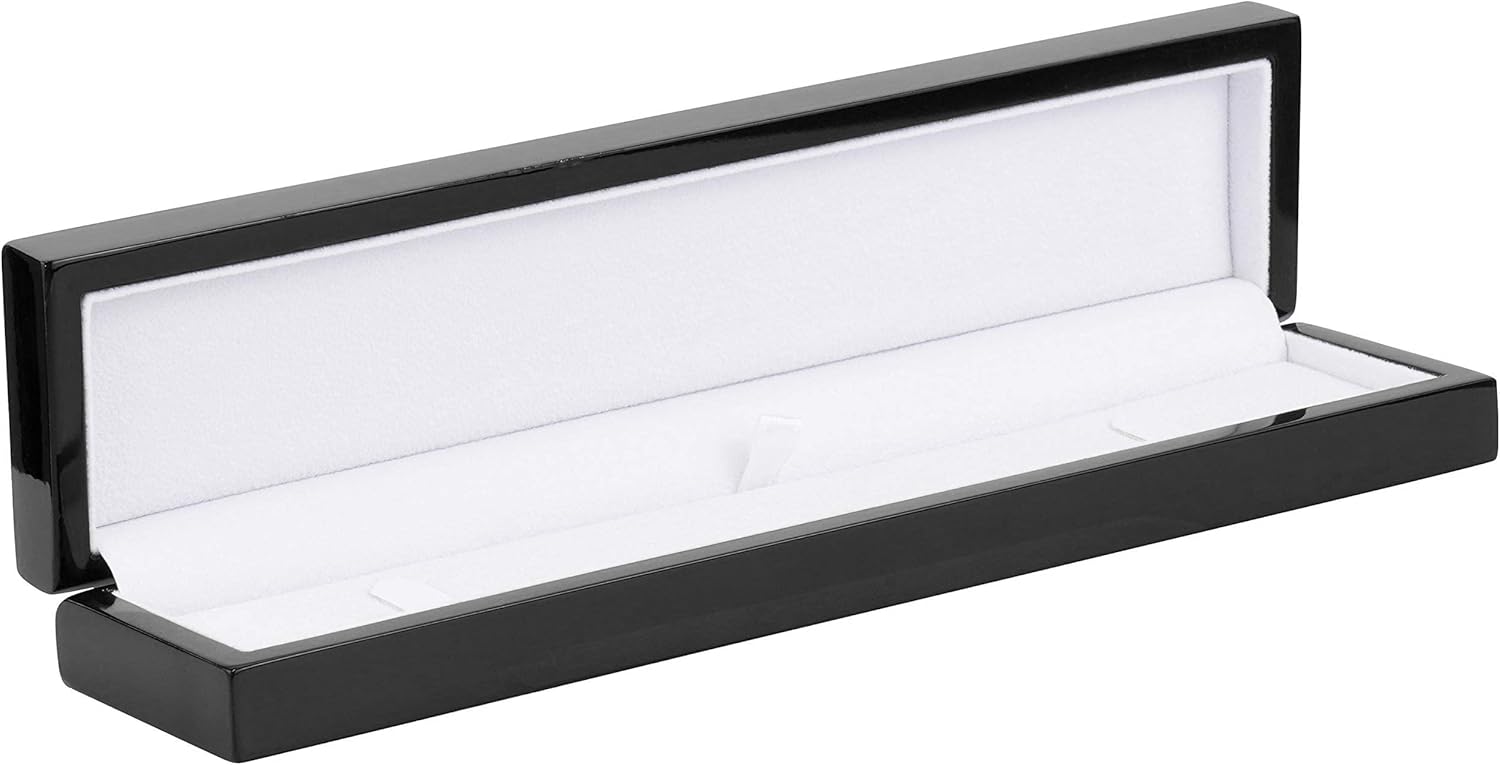 Noble Piano Wood Bracelet Box - Luxury Bracelet Gift Box - Jewelry Gift Box for Bracelet - Comes with Two Piece Packer and Ribbon (Black)