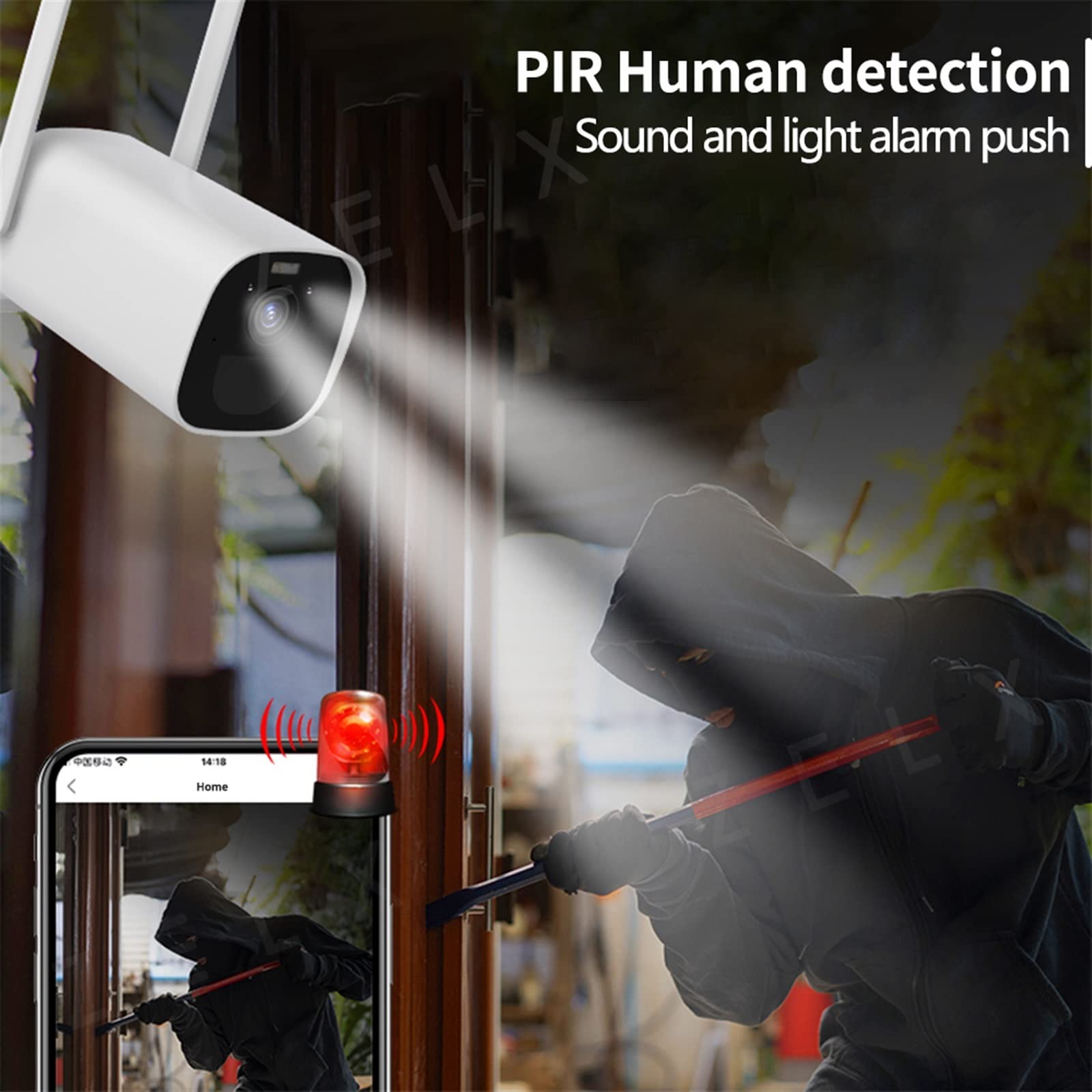 Telecamera WiFi Esterno, 3MP Bullet Camera 3W Pannello Solare Wireless Videosorveglianza CCTV Built-in 5200 mAh Batteria Ricaricabile Sicurezza Domestica,Sicurezza, Antifurto(3MP Camera)