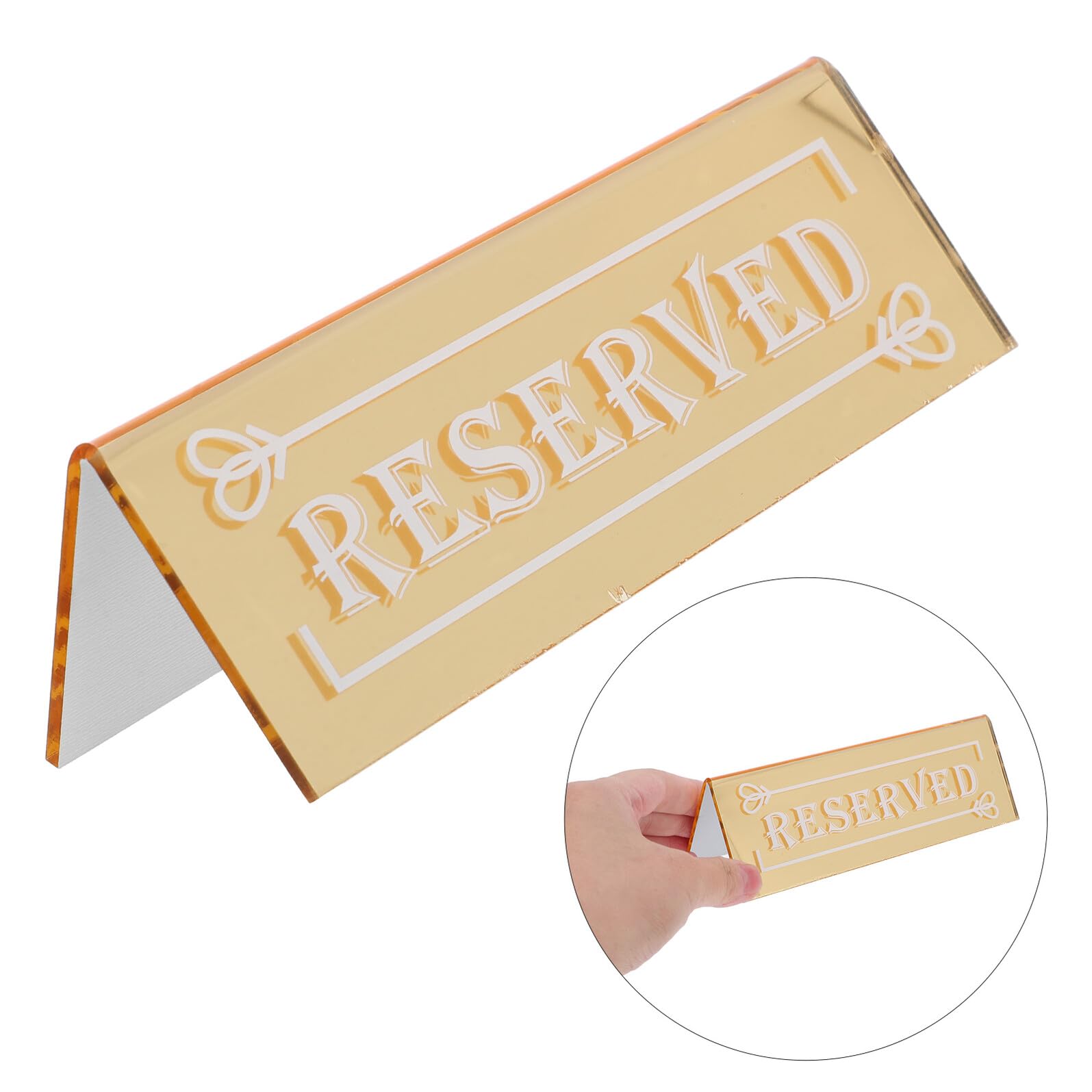 6 Letreros Acrílicos de Mesa Reservada Dorados, Doble Cara, Tamaño Estándar, para Bodas, Restaurantes y Eventos, Señales de Asientos Reservados, Paquete de 6 Unidades