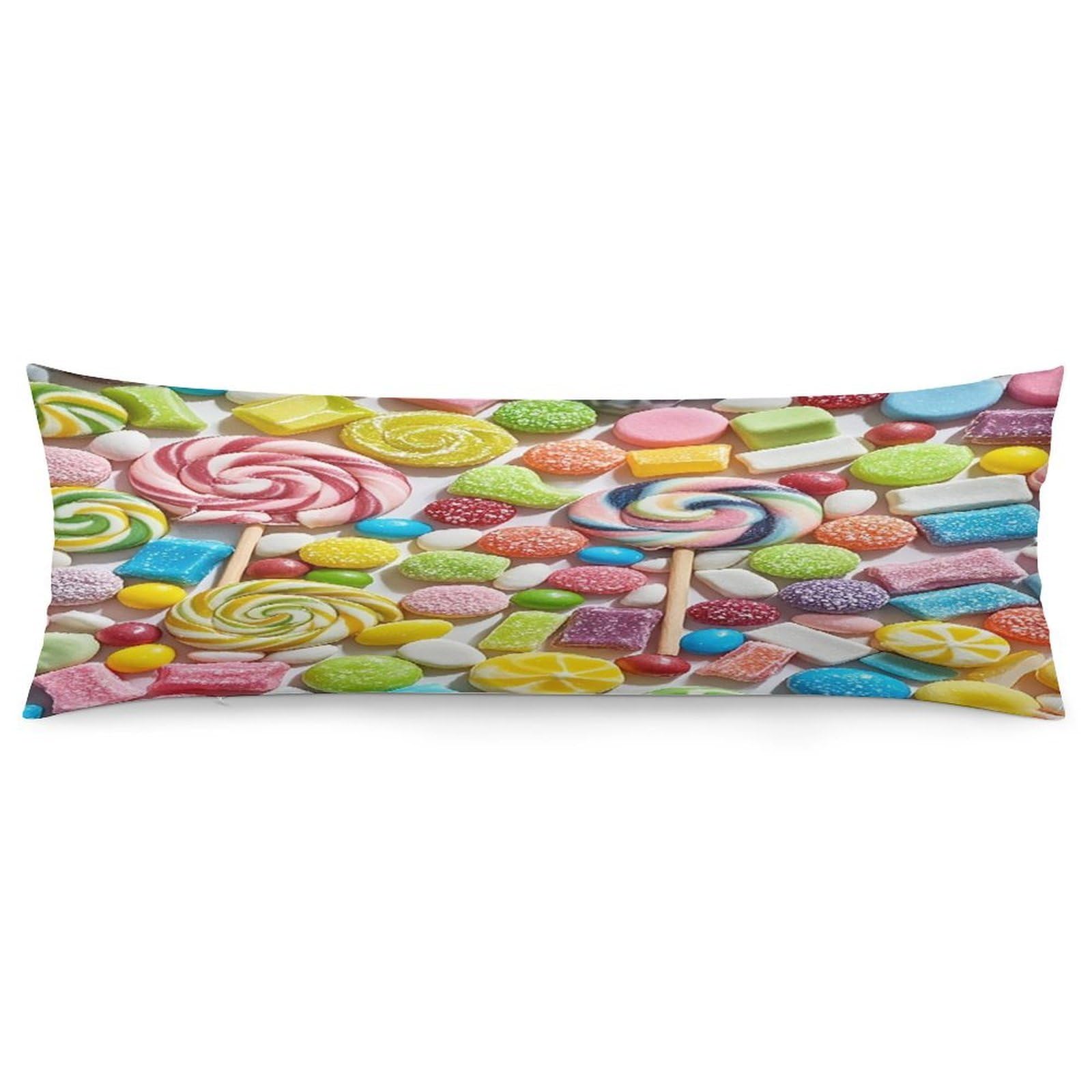 Sweet Candy Backdrop Pillowcase Decorative Long Body Pillow Case Soft Breathable Body Pillow Cover Modern Large Pillowcase Cute Body Pillow Pillowcases for Bedroom Couch 18.9 X 53 Inch
