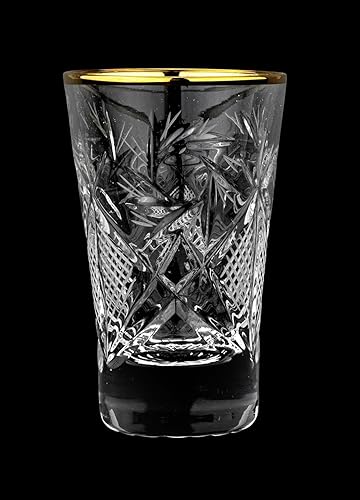 Miniatura 3 de World Gifts Elegantes y modernos vasos de chupito de cristal de corte ruso para organizar fiestas y eventos, 1.3 onzas, vasos de chupito con borde