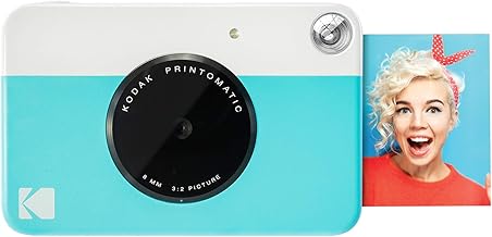 KODAK Printomatic - Cámara digital de impresión instantánea, impresiones a todo color en papel fotográfico ZINK de 2 x 3 pulgadas con respaldo adhesivo (azul)