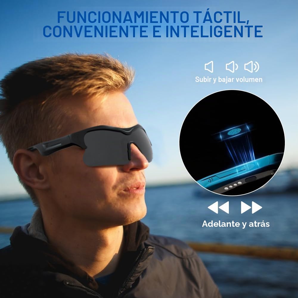 OBEST Smart Audio Gafas de Sol 5.2 Bluetooth Inalámbricas, Auriculares Abiertos, Protección UV, Navegación por Voz, Adecuado para Deportes al Aire Libre, Correr y Ciclismo
