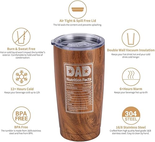 Miniatura 2 de Vaso de acero inoxidable de 20 onzas idea de regalo única para hombres, marido, padre, Navidad, aniversario, cumpleaños ecológico, a prueba de