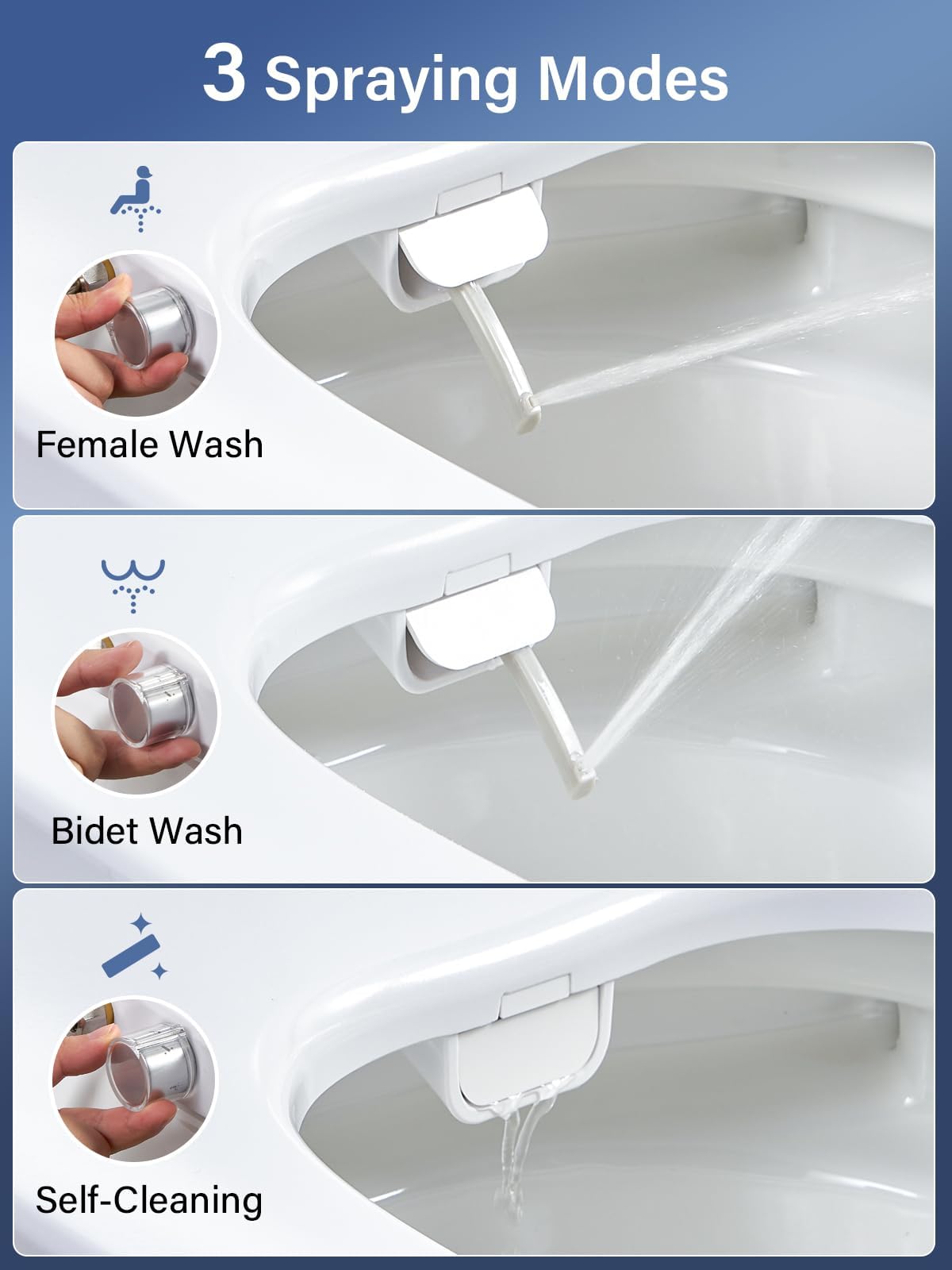 YEAUPE PRO Tavoletta WC Forma D in Urea Non Elettrico con Bidet, Soft Close | Sedile WC con acqua regolabile, sgancio rapido, facile pulizia e installazione semplice, adatto per WC domestici forma D