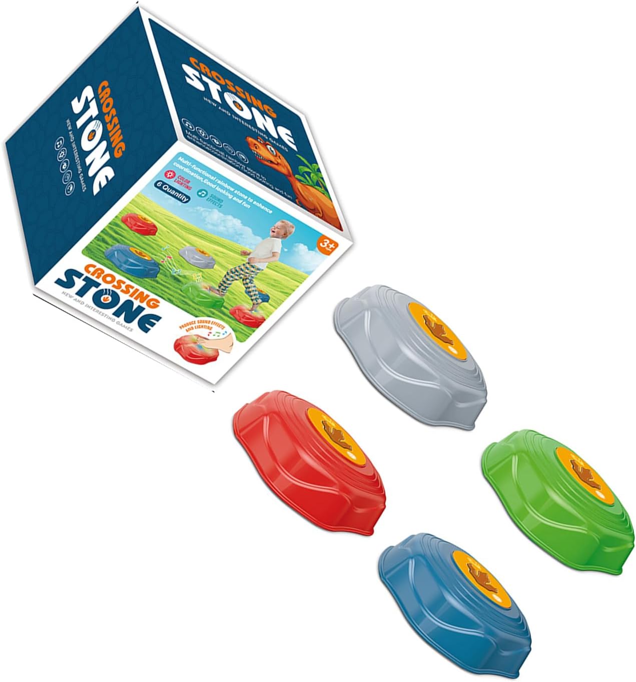 6pcs Fitness Stepping Stones Pieces with Dog Patterns Encourages Active Play and Learning Glowing Footstep Dolls