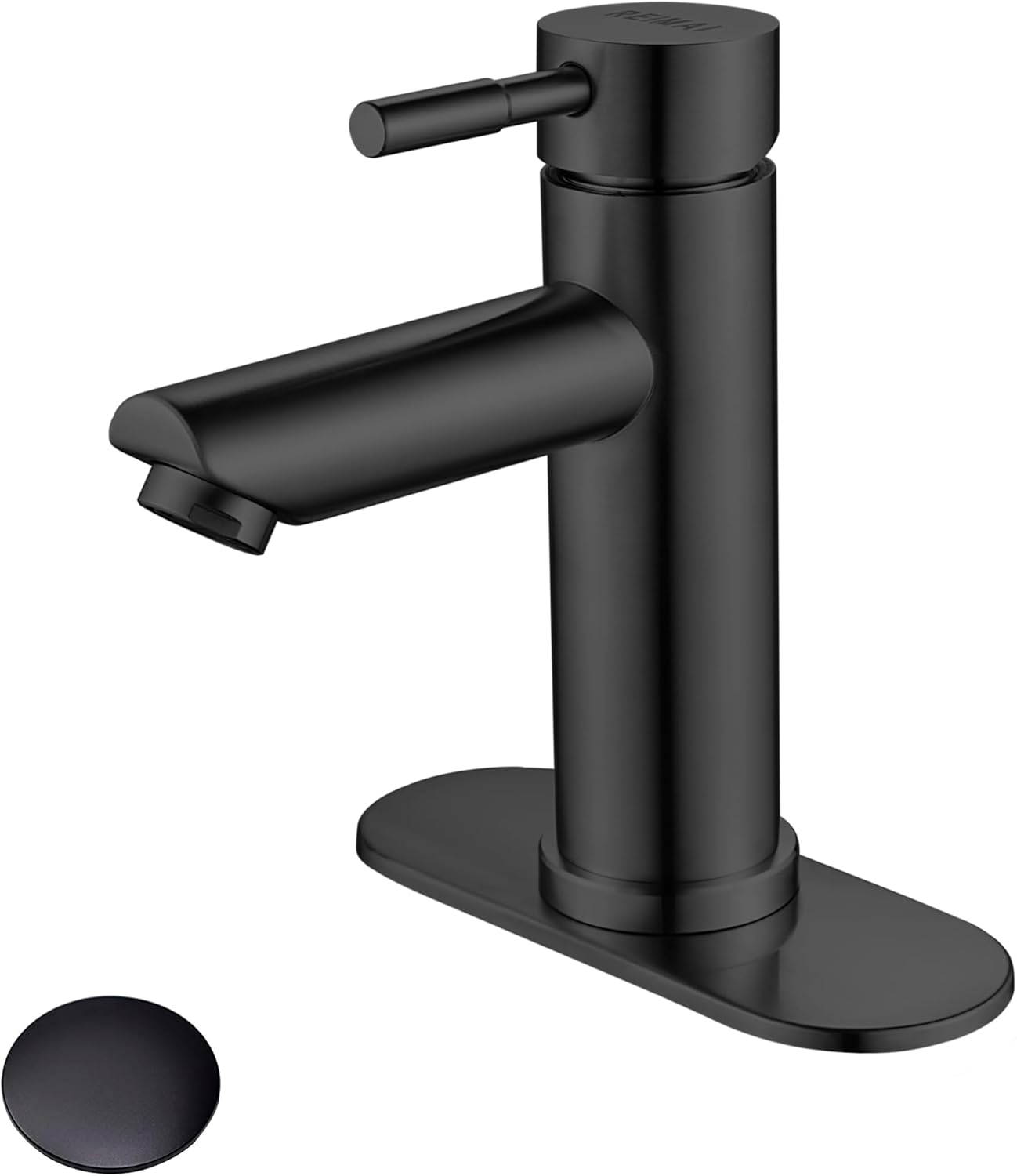 Single Handle Bathroom Sink Faucet Matte Black, Modern Single Hole Bathroom Faucet Stainless Steel Commercial Basin Faucet(No Drain)