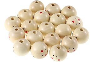 Toyvian Kids Crafts Doll Faces for Crafts Wooden Beads with Hole