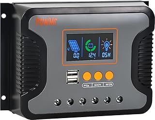 80amp Solar Charger Controller 12V 24V 36V 48V Auto, Solar Panel Charge Regulator Paremeter Adjustable LCD Display with Dual USB Load Timer Setting ON/Off Hours