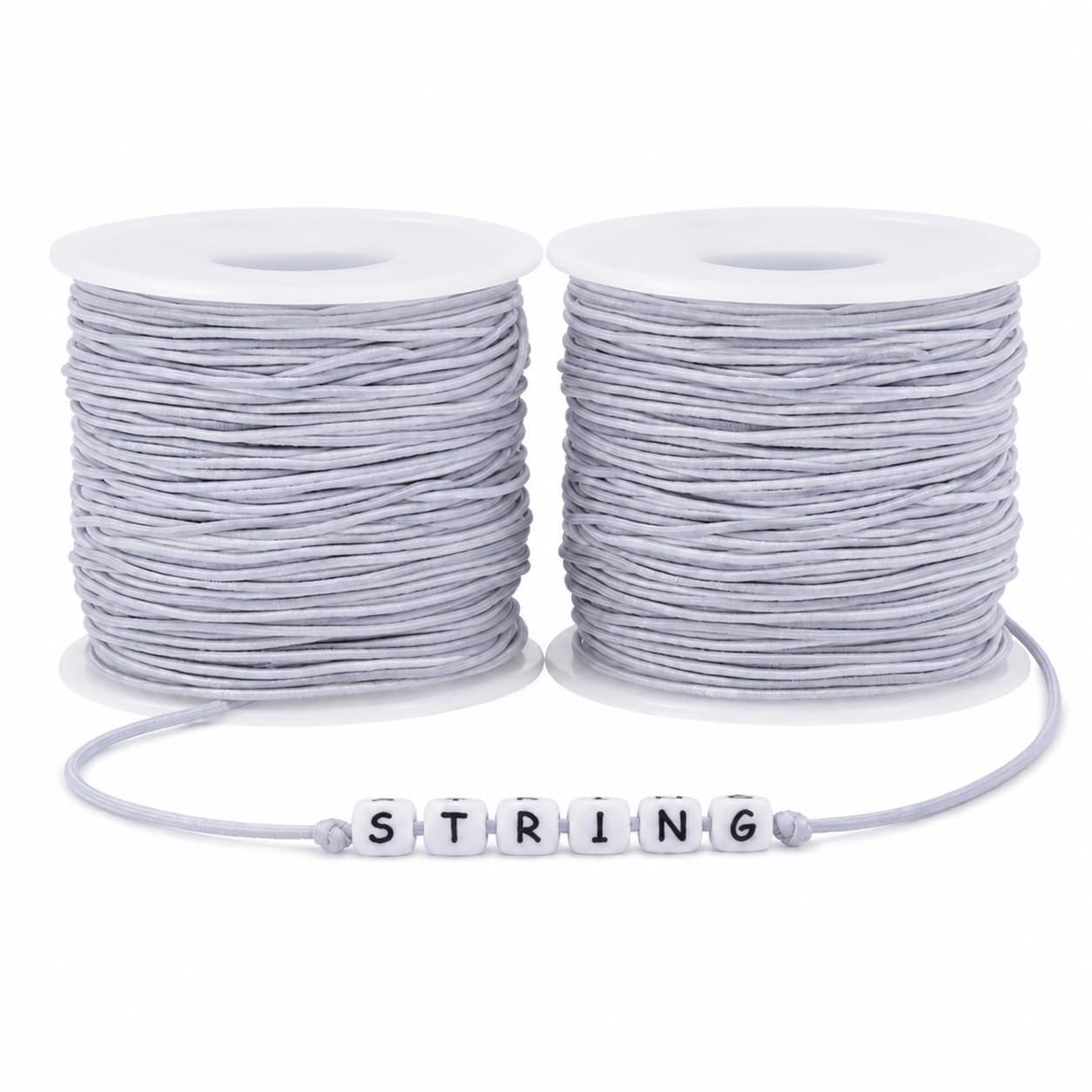 2 Rolls 1mm Stretchy Elastic String, 50m/Roll White Elastic Cord for Bracelet Making, Jewelry Making, Beading, Necklaces, DIY Crafts