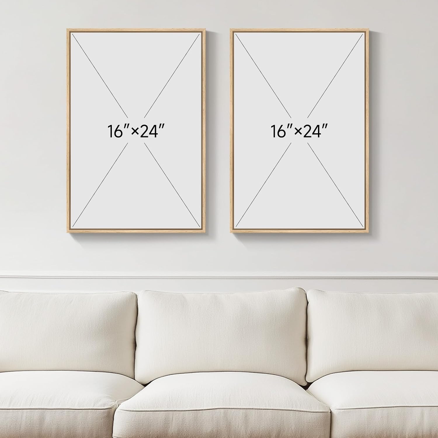 Framed Green Boho Wall Art Bedroom, Set of 2 Abstract Mid Century Modern Sun and Moon Canvas Artwork for Walls, Bohemian Paintings Prints Pictures Wall Decor Living Room Home Office, 16x24 Inch