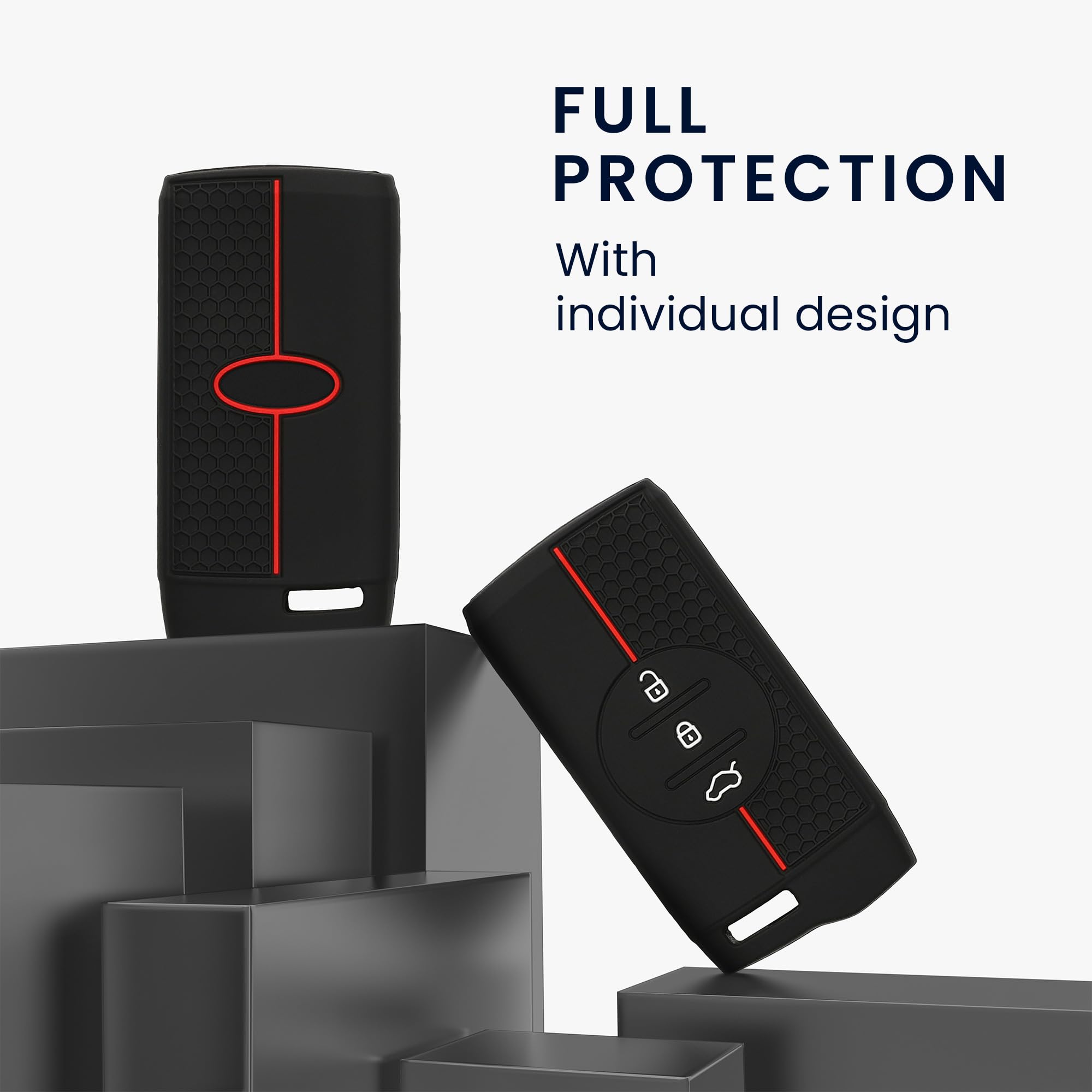 kwmobile Custodia Coprichiave Compatibile con DR 6.0 / DR 5.0 Cover - Copri Telecomando Chiave Auto - Copri Chiavi Macchina nero/rosso - 3