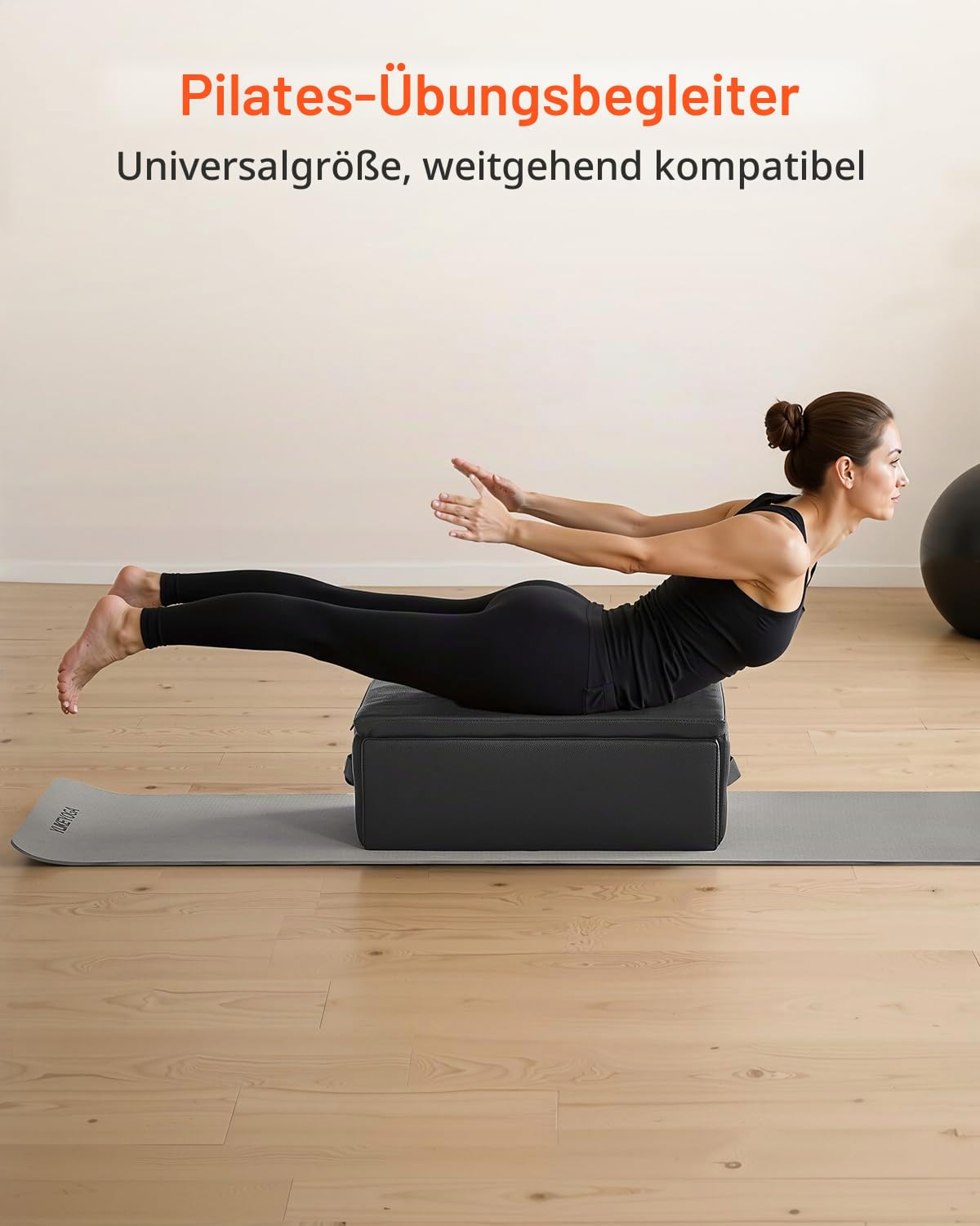 VEVOR Pilates-Box für Reformer (625 x 435 x 240 mm) Pilates Reformer-Sitzbox für Übungen, hochwertiges Pilates-Zubehör aus PU und Holz, verbessert Kraft, Gleichgewicht, Bewegungsbereich, schwarz