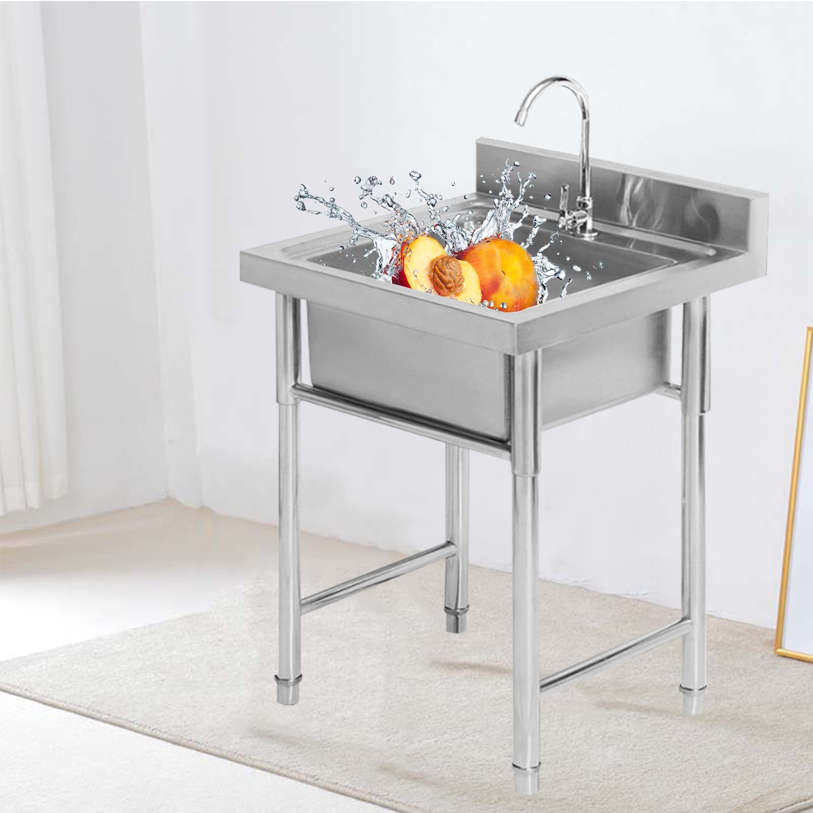 Lavabo inox pour salle de bain secondaire évier simple bac