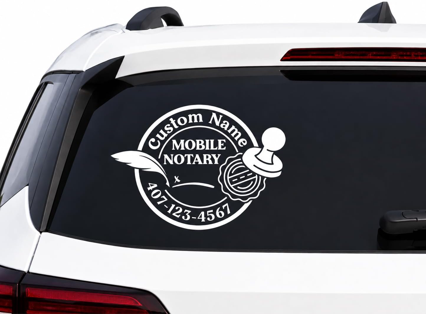 Mobile Notary Car Decal – Custom Name & Phone Number, Notary Public Window Sign, Vinyl Sticker