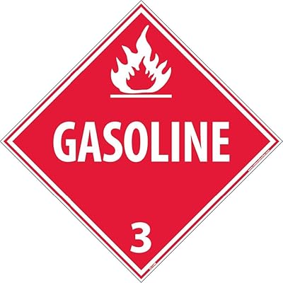 NMC DL134R National Marker Dot Placard Gasoline Sign 3, 10.75 Inches x 10.75 Inches, Rigid Plastic