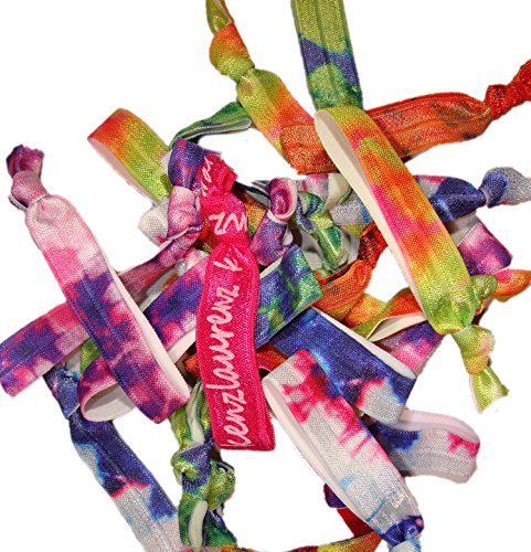 Hair Ties Ponytail Holders - 20 Pack"Tie Dye" No Crease Ouchless Elastic Styling Accessories Pony Tail Holder Ribbon Bands - By Kenz Laurenz