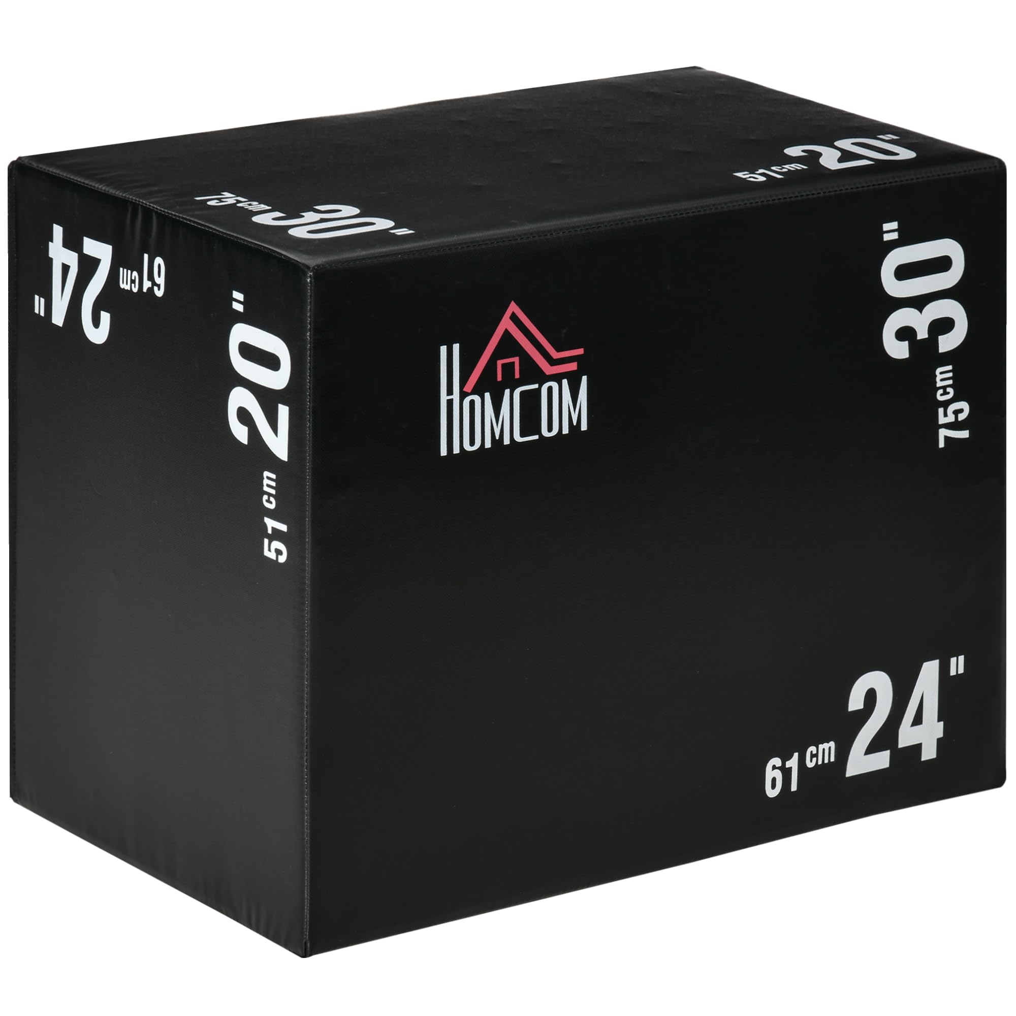 HOMCOM Plyo Box 3 in 1 51cm 61cm 75cm Jumping Box Pliometrico per MMA HIIT Nero