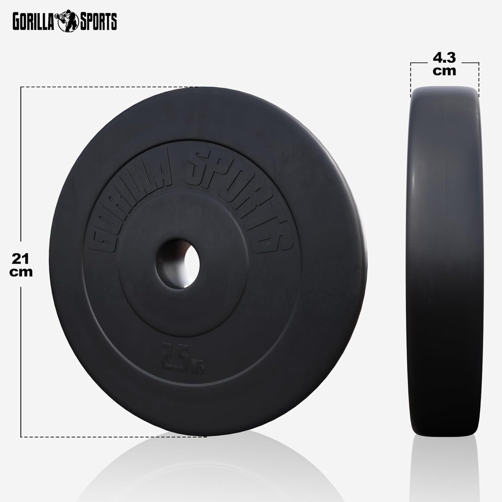 GORILLA SPORTS® Juego de mancuernas – 60 kg, 100 kg o 130 kg, barra larga de 170 cm, 2 mancuernas, discos de plástico de 30 mm, con cierres de estrella – Juego de mancuernas, mancuernas, pesas y
