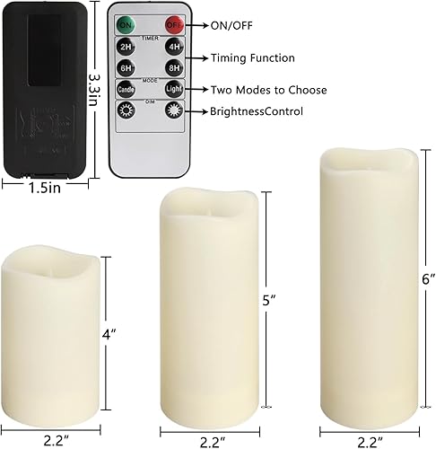 Miniatura 5 de pliadvbu Velas sin llama con control remoto, velas impermeables para exteriores e interiores para decoración del hogar, juego de 9 (2.2 pulgadas de