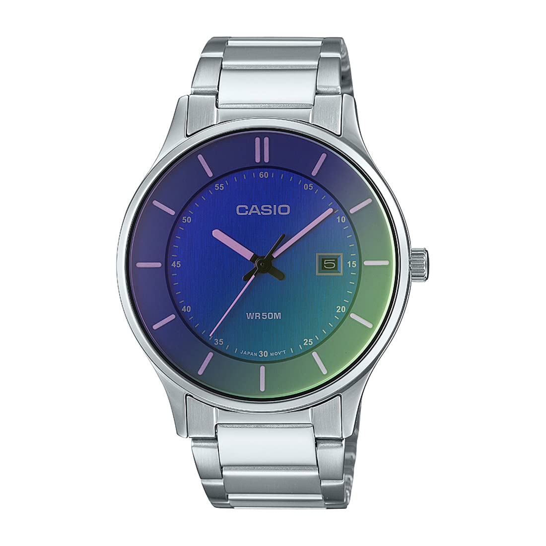 Casio Men Stainless Steel Enticer Analog Blue Dial Watch-Mtp-E605D-2Evdf, Band Color-Silver (B0BQY52H5X) Amazon Price History, Amazon Price Tracker