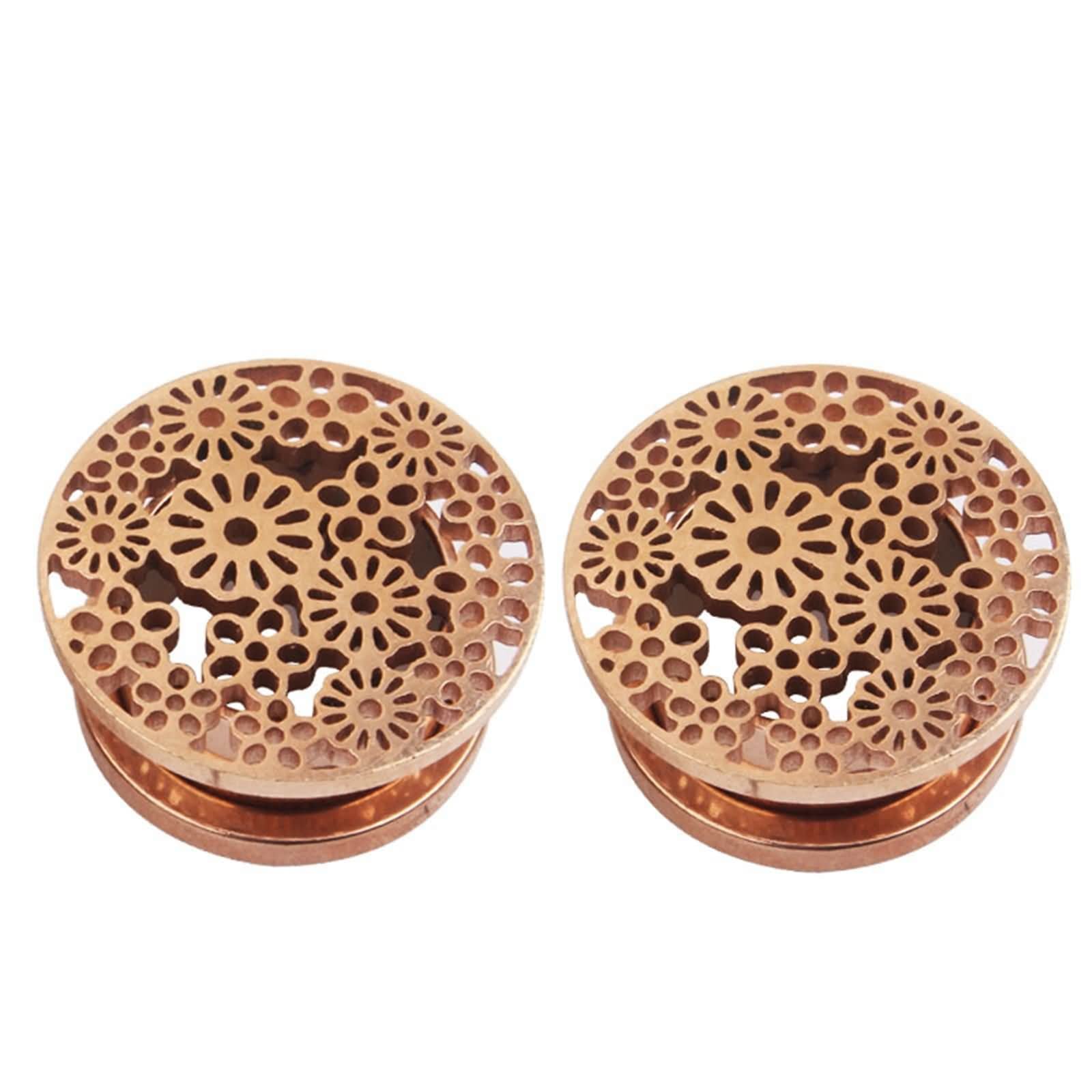 Daesar Ohr Plug 6-16MM, Piercing Tunnel Edelstahl Blume mit Schraubverschluss Ohr Expander Set Tunnel Ohrringe