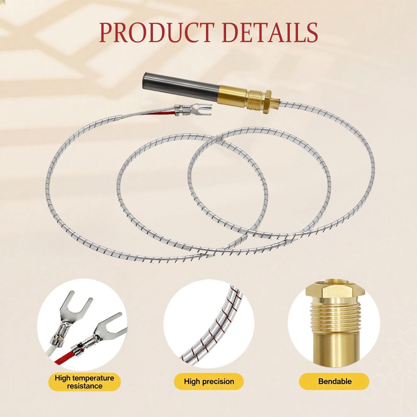 24" Thermopile Generator 750mV – High-Temperature 750°F Resistant Thermocouple for Gas Water Heater, Fireplace, Oven, Gas Stove, Fryer, Furnace – Compatible with Heat Glo & Q313A Models-2PCS