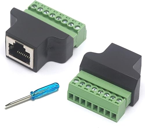 Ethernet RJ45 hembra a 8 pines conector de terminal de tornillo Cat7 Cat6 Cat5 Cat5e Convertidor de cable CCTV Digital DVR adaptador de red