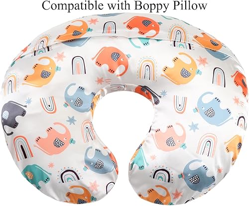 Miniatura 5 de Juego de 2 fundas de almohada de satén para lactancia, de seda ultra suave, compatible con almohada Boppy para proteger el pelo y la piel del bebé,