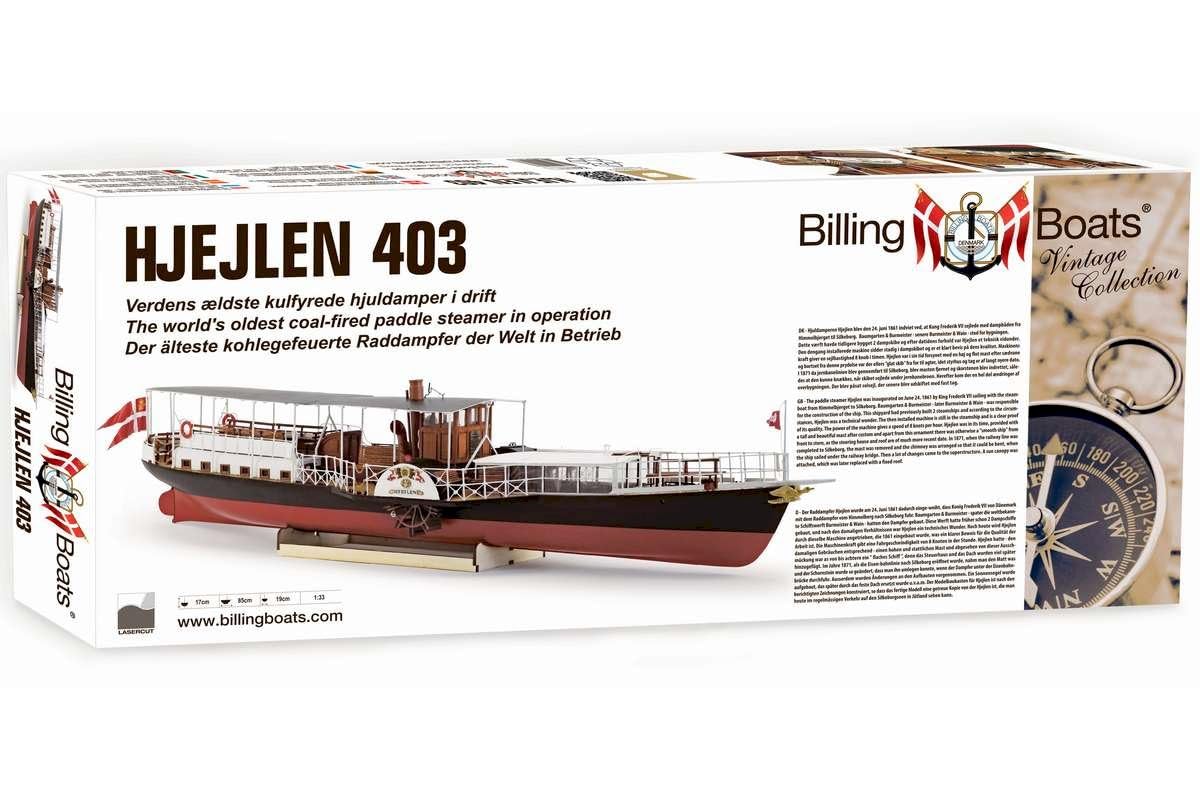 Billing Boats BB403 HJEJLEN, Modell Dampfschiff im Maßstab 1:33, Bausatz aus Holz mit Foto-Handbuch, 85 x 19 x 17 cm
