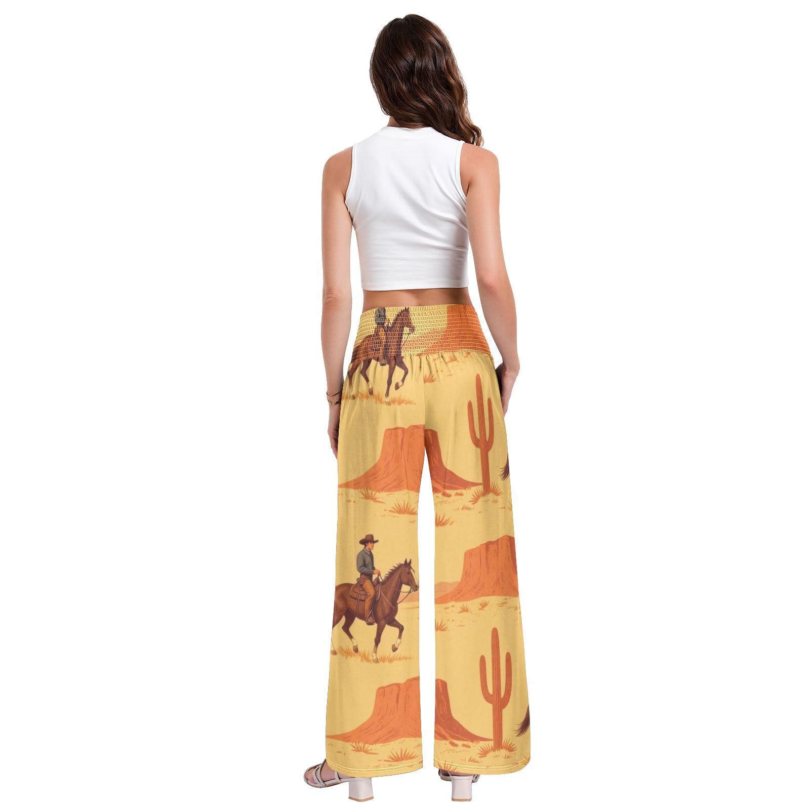 Cowboy Mesa Palazzos - Pantalones de viaje informales resistentes a las arrugas para mujer