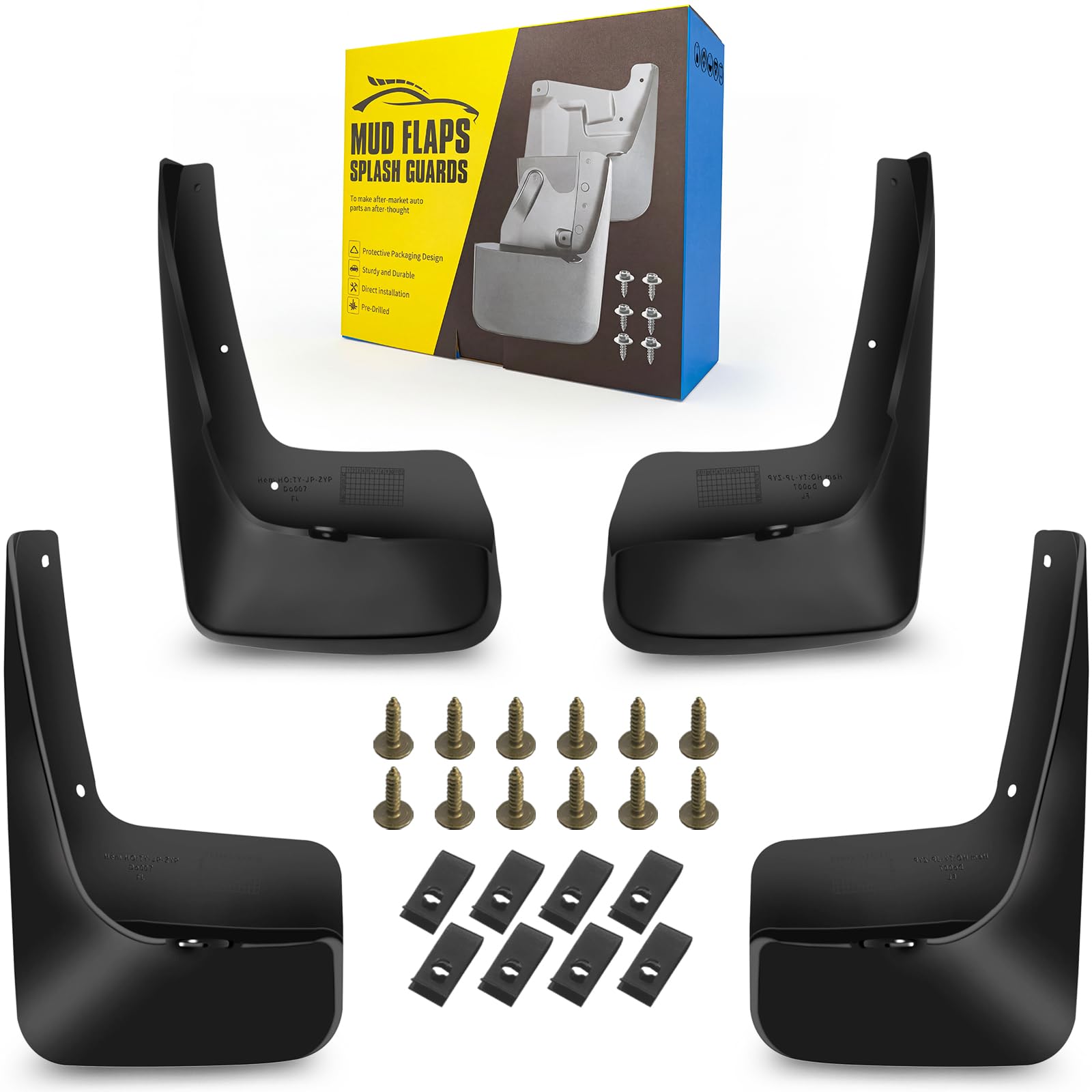 Mud Flaps Fit for 2011-2017 Chry-sler Town &amp; Country, 11-19 Do-dge Grand Caravan [w/V6 3.6L Mini Passenger Van (W/o Pedal)], Dedicated Mudguard for Four Seasons Universal Protection, Front/Rear