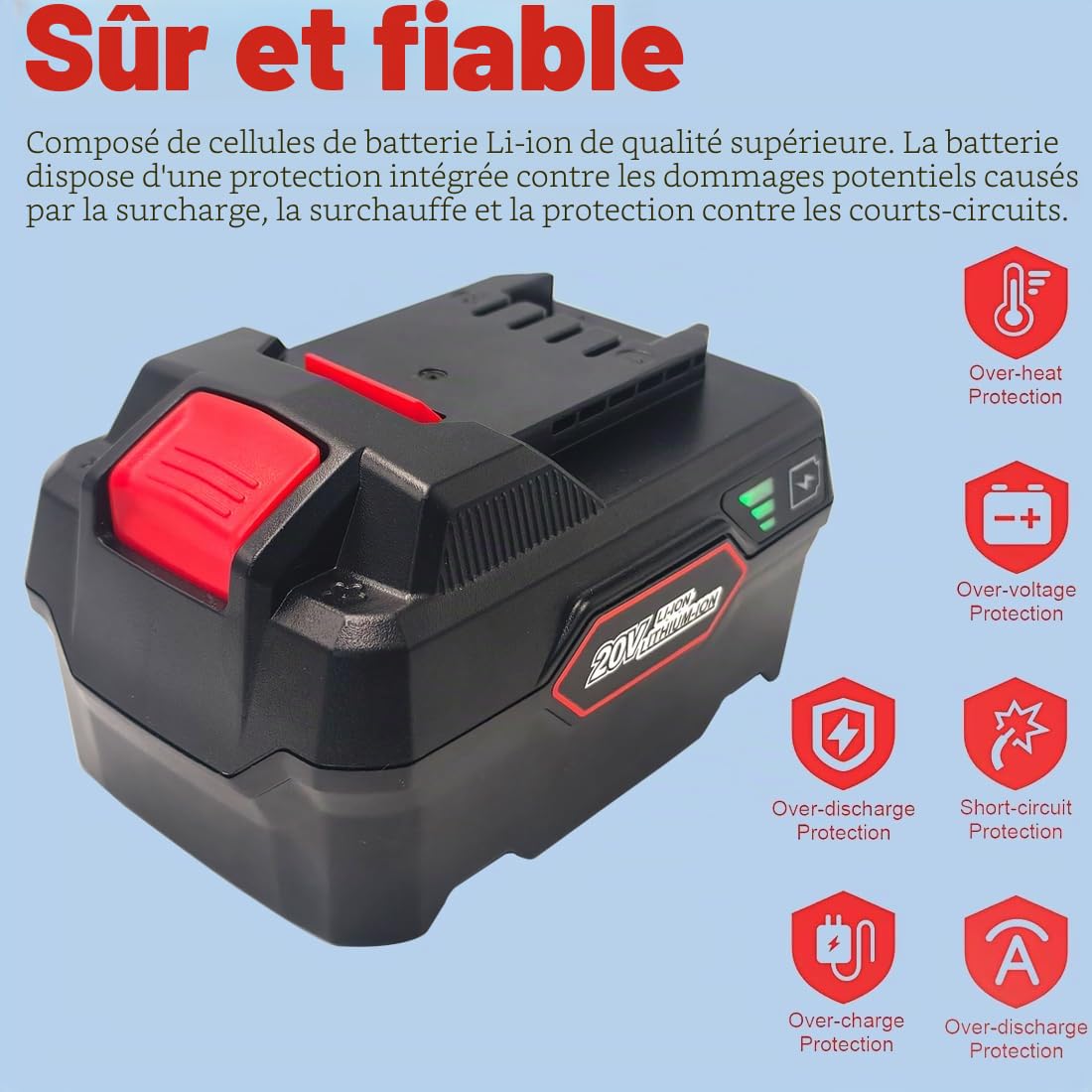 20V 5,0Ah Batterie pour Parkside X 20V Team, Pap 20 A1 B1 B3, Parkside XTEAM Series, pour Park-Side Pap 20 A2