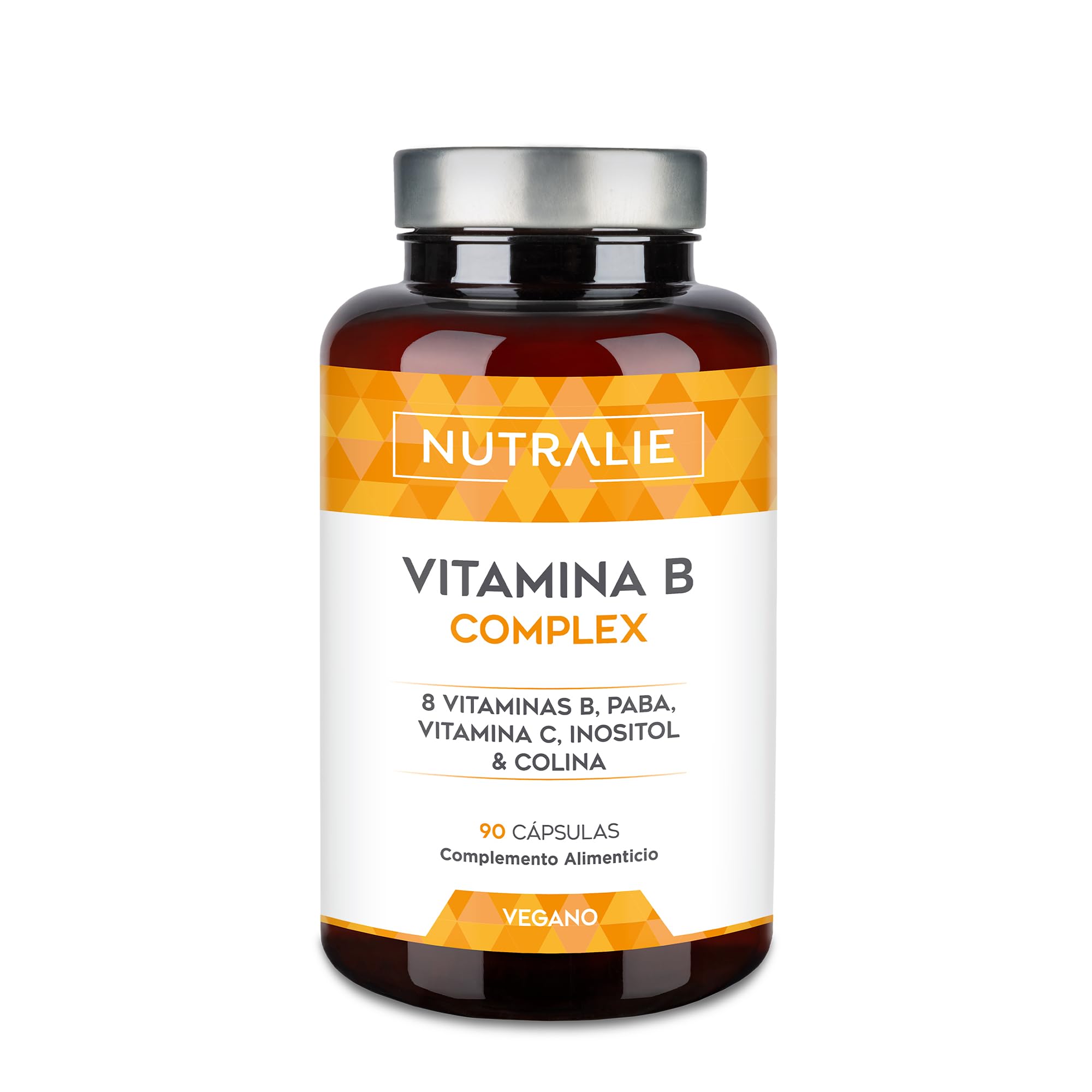 Vitamina B Complex + Vitamin C - Alta Dosis - 8 Vitaminas B, C, Inositol, Colina, PABA - Complejo Vitáminico B Completo B1 B2 B3 B5 B6 Biotina (B7) Ácido Fólico (B9) B12-​90 Cápsulas Nutralie