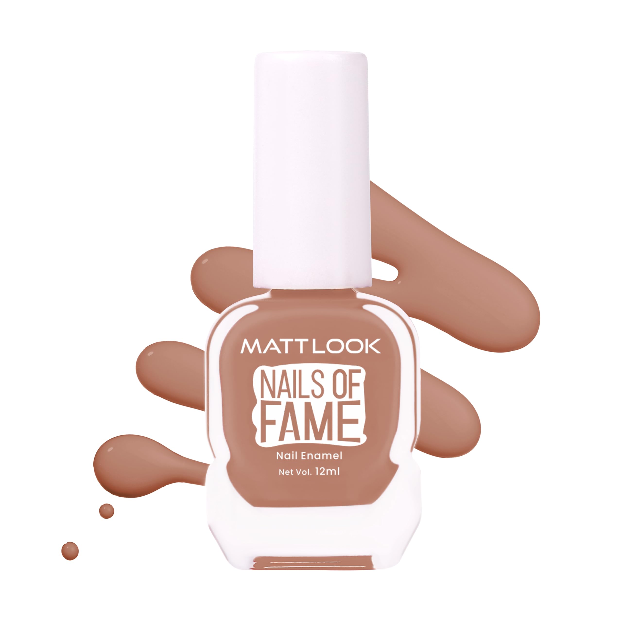 MATT LOOK Nails of Fame Nail Enamel | Quick Drying, Chip Resistant with High Shine & Full Coverage, One Stroke Application nail paint for women, Brownie Pink - 12ml-picture-28
