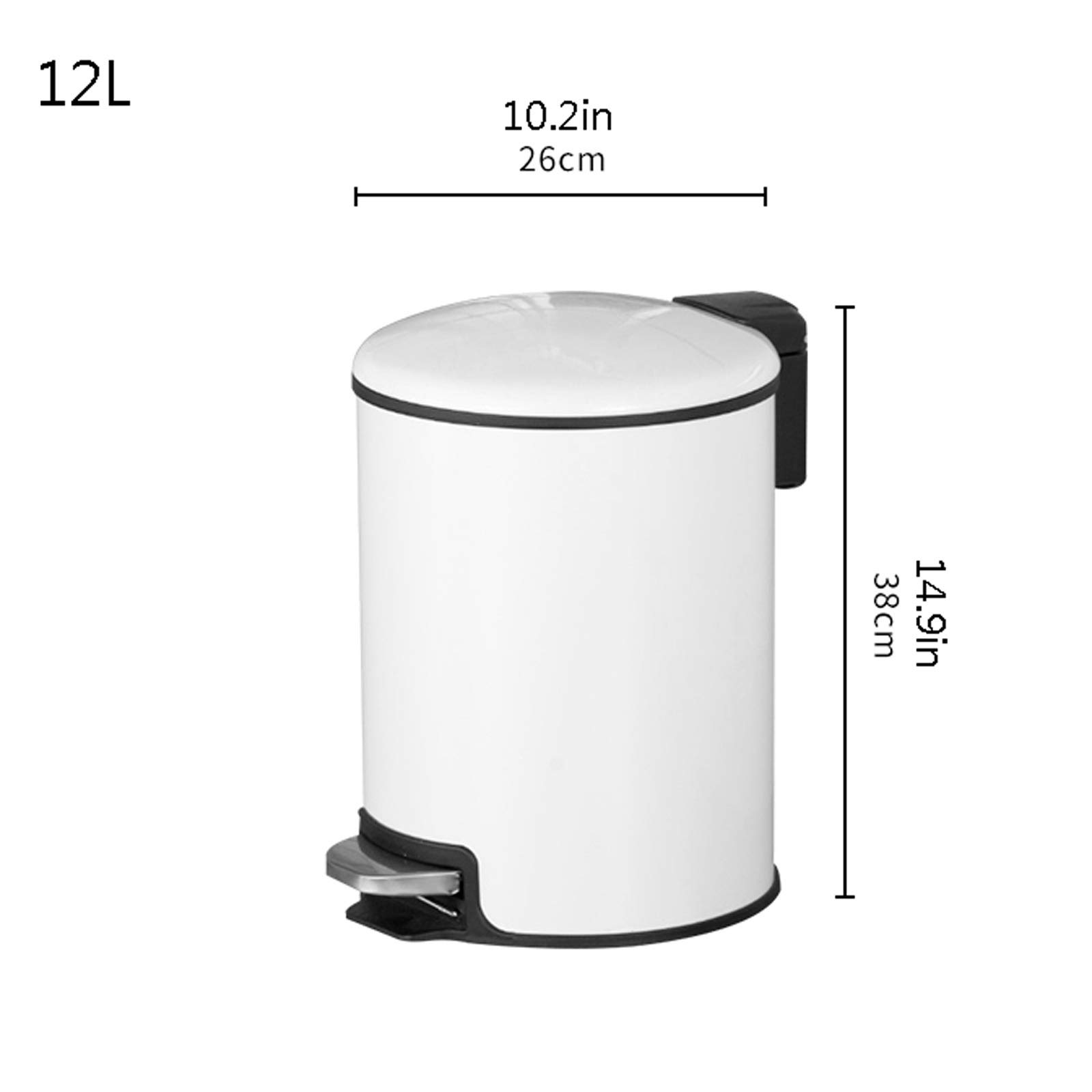 Papelera De Interior De Acero Inoxidable con Pedal, para El Hogar, con Tapa, Creativa, Moderna, para Cocina, Color Blanco, 12 L