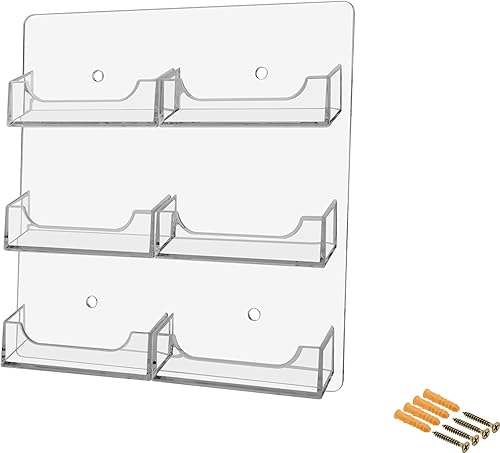 Marketing Holders Tarjetero de visita con múltiples bolsillos con herrajes para montaje en pared, exhibición de tarjetas de regalo, 6 bolsillos de