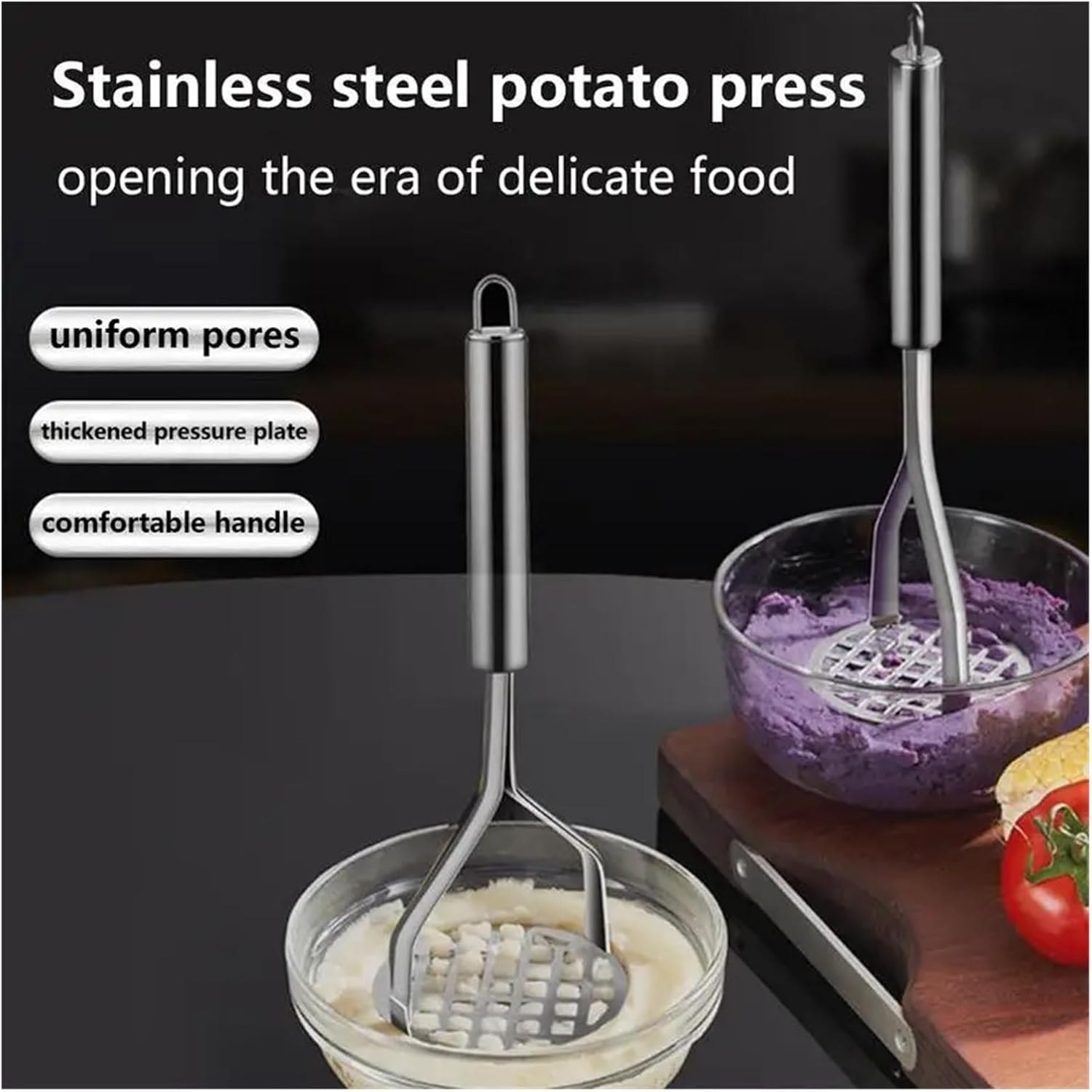Compatible For 2PCS Potato Press Stainless Steel Manual Masher Kitchen Gadget Garlic Durable Ricer Gadgets